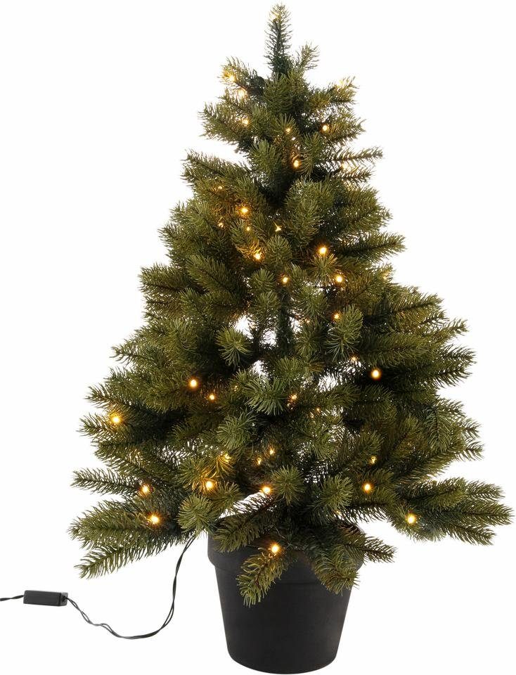 Creativ deco Künstlicher Weihnachtsbaum Weihnachtsdeko, künstlicher Christbaum, Tannenbaum, mit schwarzem Kunststoff-Topf und LED-Lichterkette, batteriebetrieben. Reduzierter Preis € 80,69. Unverbindliche Preisempfehlung € 165,00