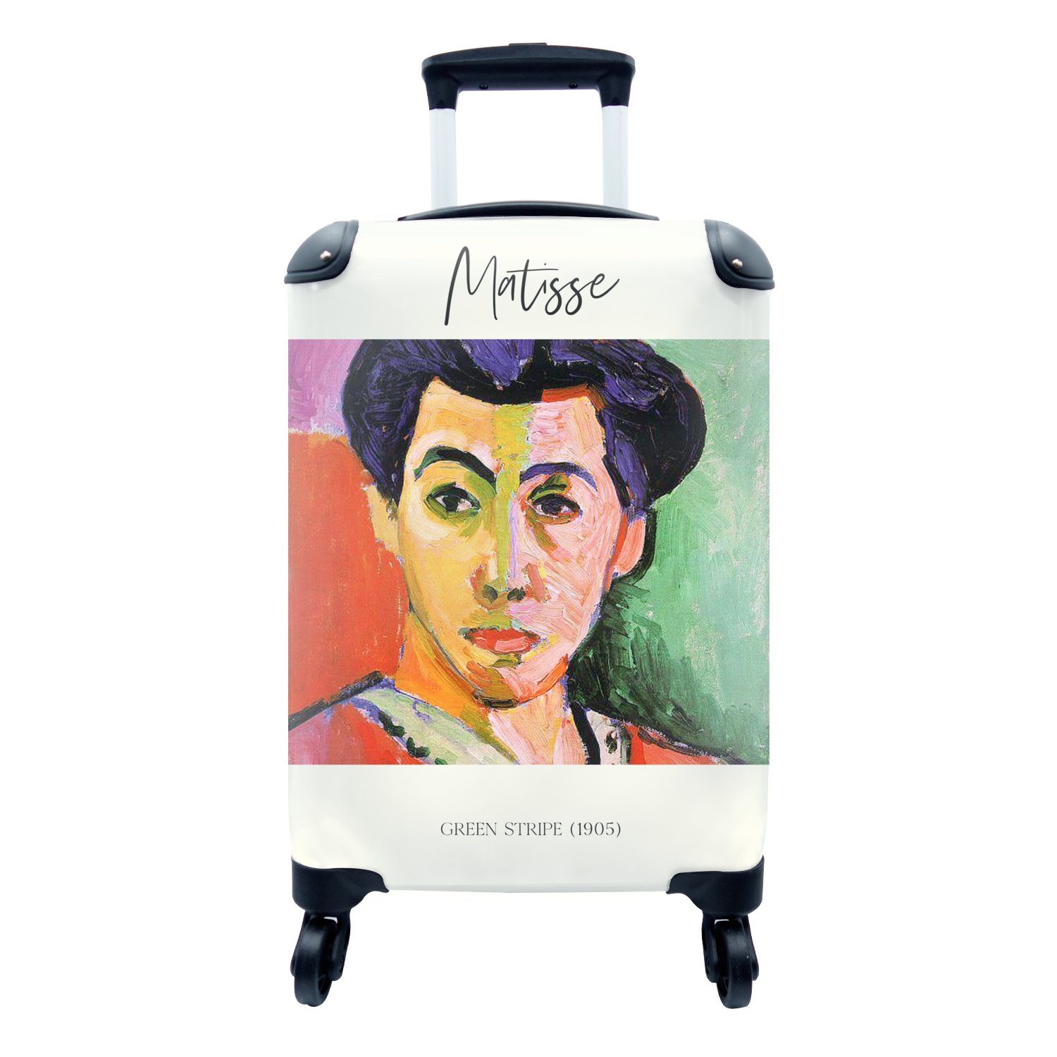 für Matisse Grüner 4 Rollen, Reisetasche Handgepäck - (1905) MuchoWow - mit Gemälde, rollen, Handgepäckkoffer Streifen Trolley, Reisekoffer Ferien,