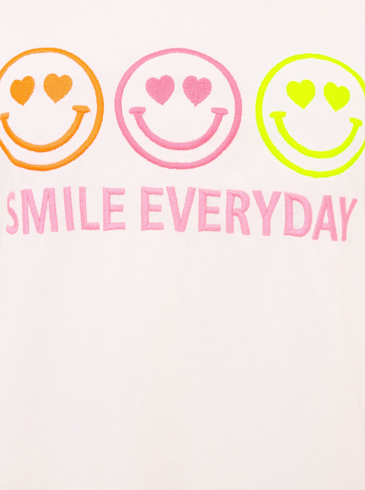 Zwillingsherz T-Shirt "Smile everyday" Rundhalsausschnitt, Kurzarm, Smile, Stickerei, Baumwollmischung – Bild 4 von 4