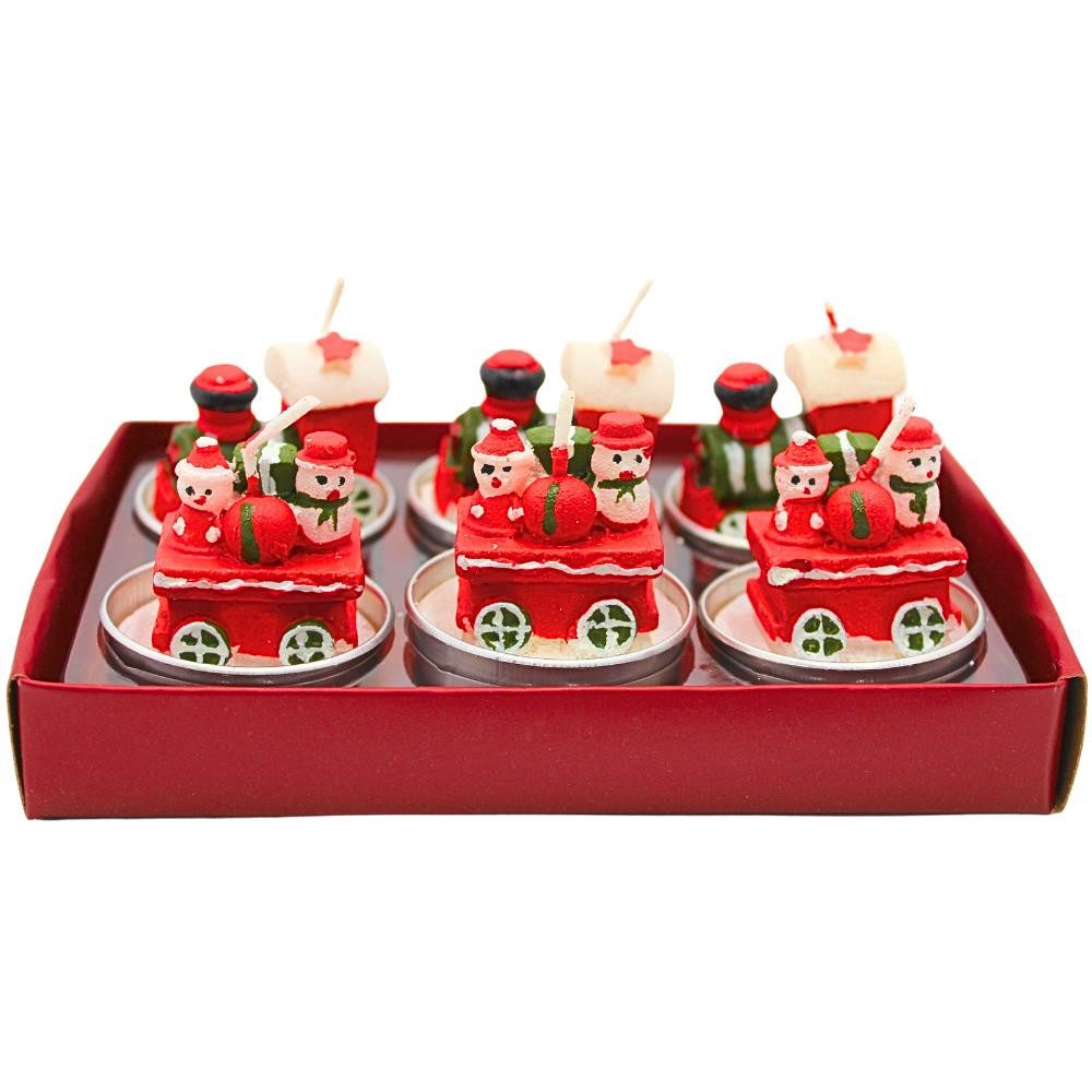 Dekohelden24 Formkerze 6er Set Teelicht Lokomotive - Figurenkerze, Zierkerz günstig online kaufen