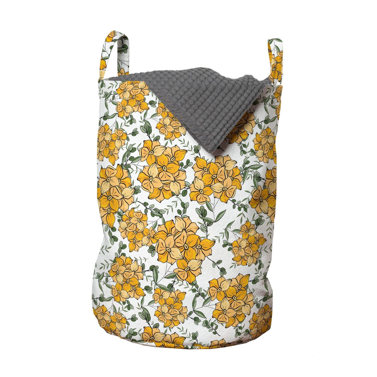 Abakuhaus Wäschesäckchen Wäschekorb mit Griffen Kordelzugverschluss für Waschsalons, Blumen Grafiken von Blumen-Muster