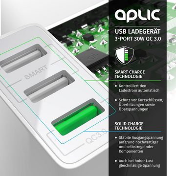 Aplic USB-Ladegerät (3000 mA, 3-Port Netzteil, Quick Charge 3.0, 2x USB Port + 1x QC 3.0 Port)