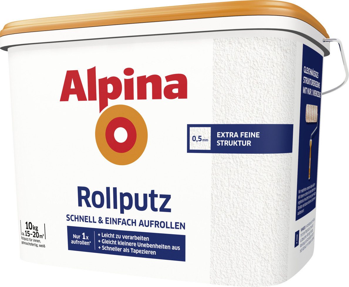 Alpina Zementputz Alpina Rollputz 10 kg 0,5 mm Körnung weiß – Bild 5 von 5