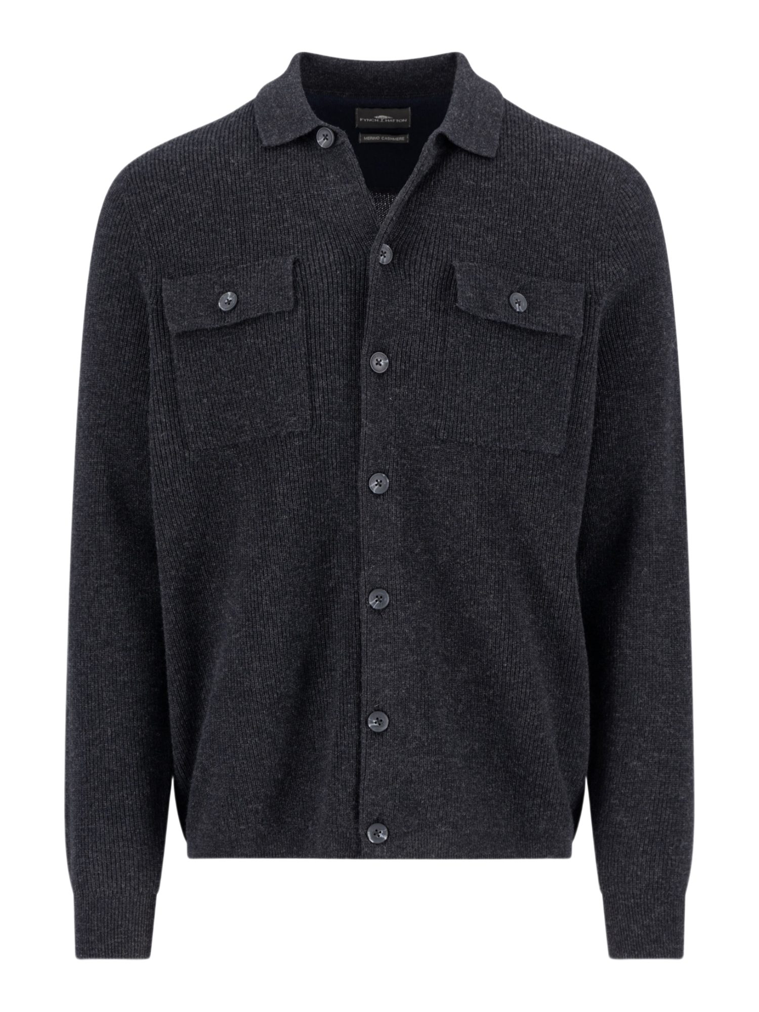 FYNCH-HATTON Cardigan schwarz,Casual,Wolle,Meliert,Kent,Lang,Regular Fit