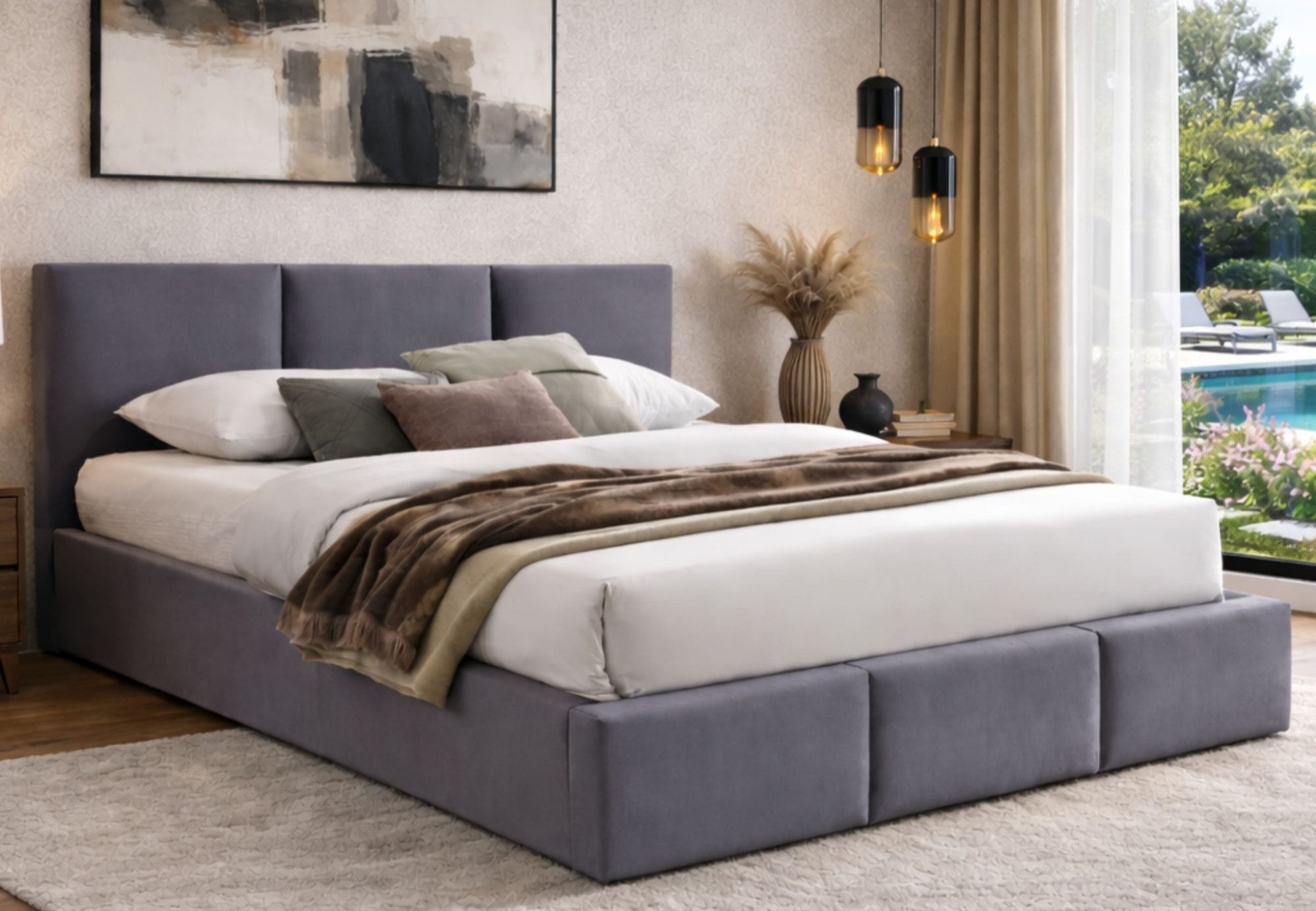 Home Collective Polsterbett Bett 140x200/160x200 Doppelbett Bettgestell mit Lattenrost & Stauraum, mit Stauraum mit Bettkasten 140x200 cm in grau samt