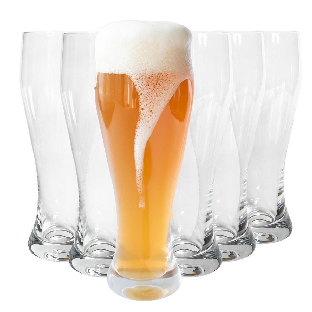 Sendez Bierglas 6 Weizengläser 0,5L Biergläser Weissbierglas Weizenbierglas, 6-tlg., Glas