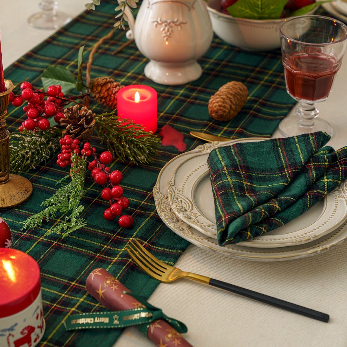 Sunicol Tischdecke Weihnachten Tischdecke, Rot Tischläufer günstig online kaufen