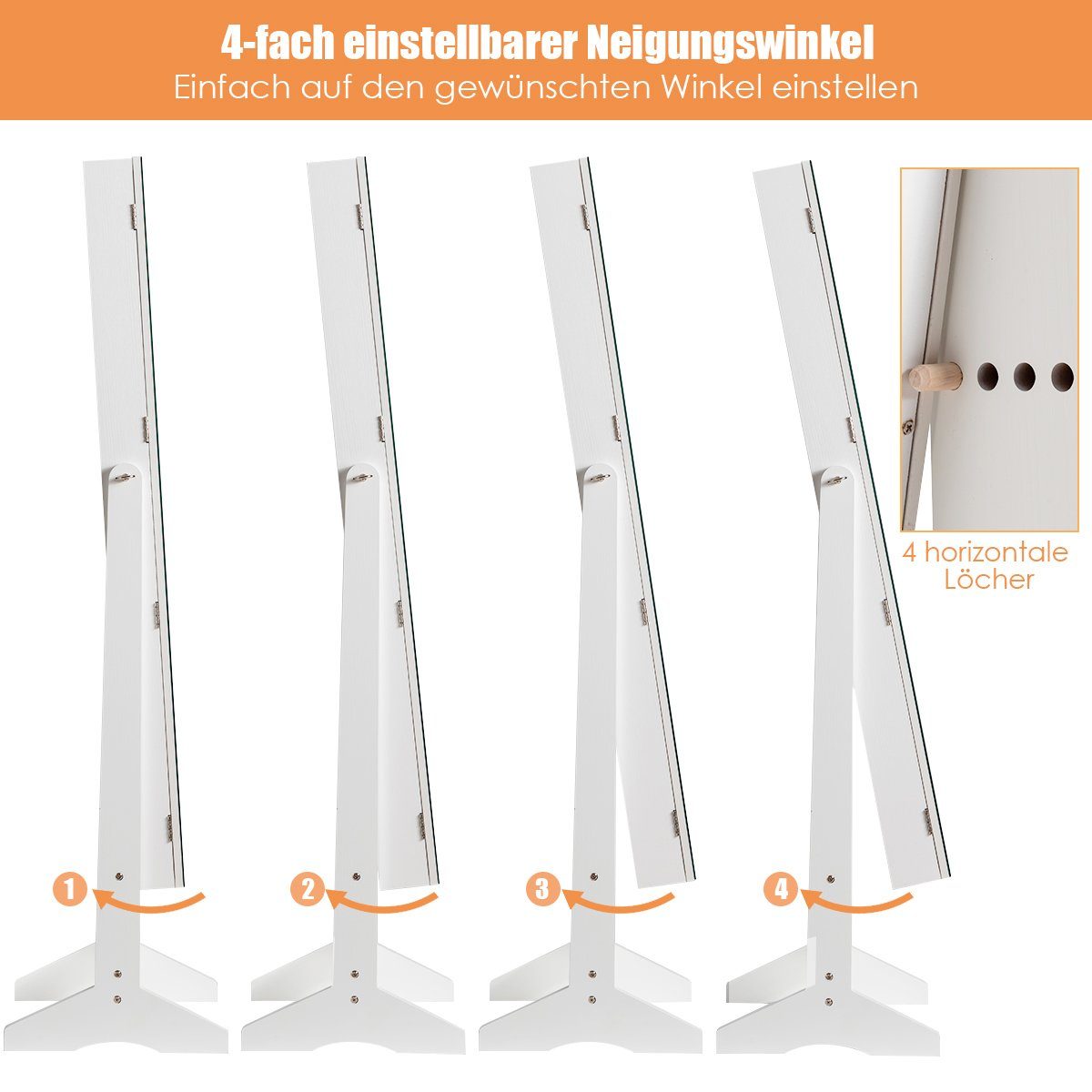COSTWAY Schmuckschrank abschließbar&Neigungsverstellbar