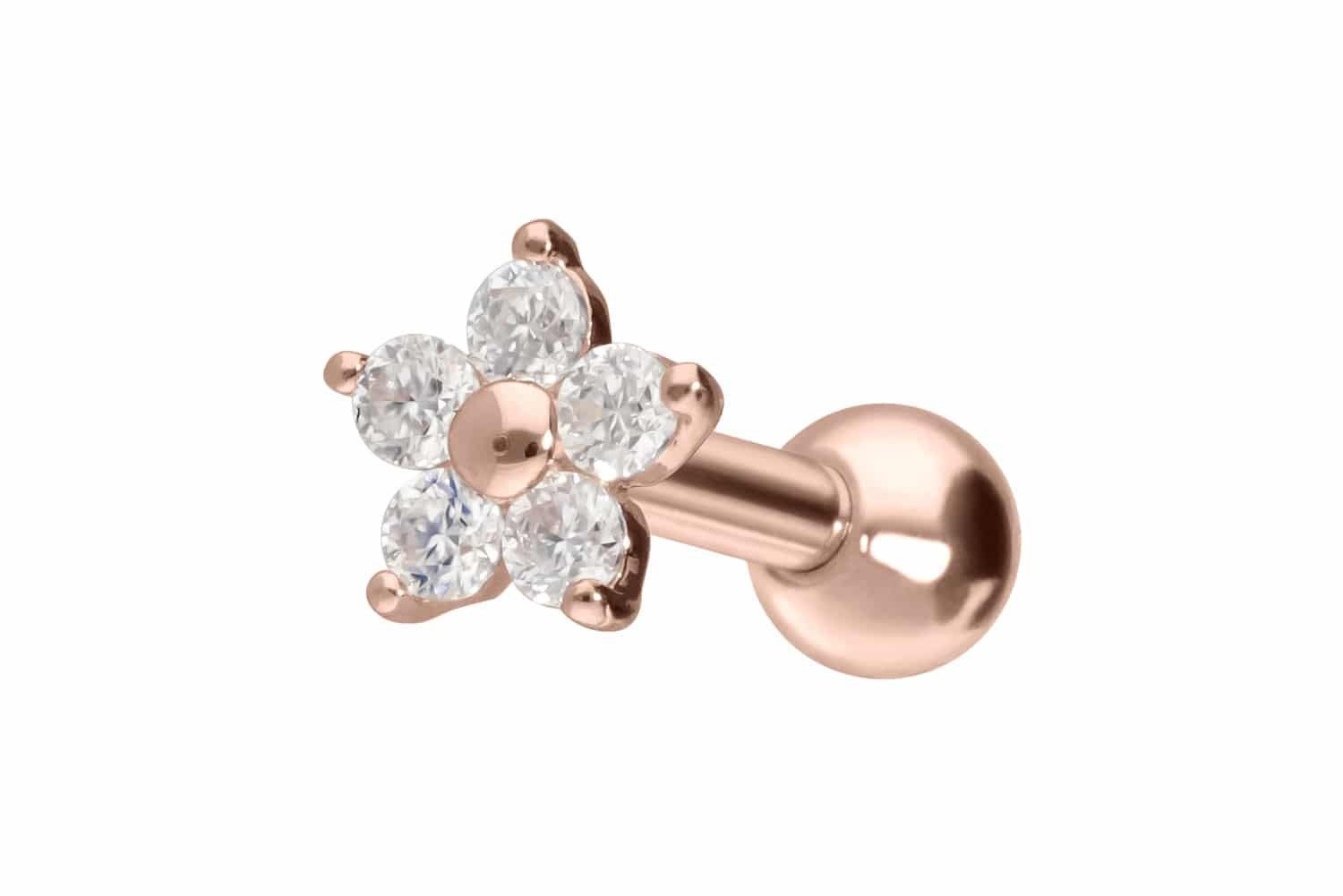 Piercing-Set 14/18 Karat Gold Ohrpiercing MOISSANIT-BLUME