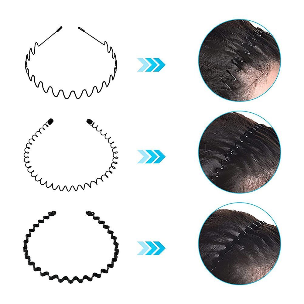 Haarband, Männer Schwarz für Stirnband Frauen Welle GLAMO Metall Metall Haarband