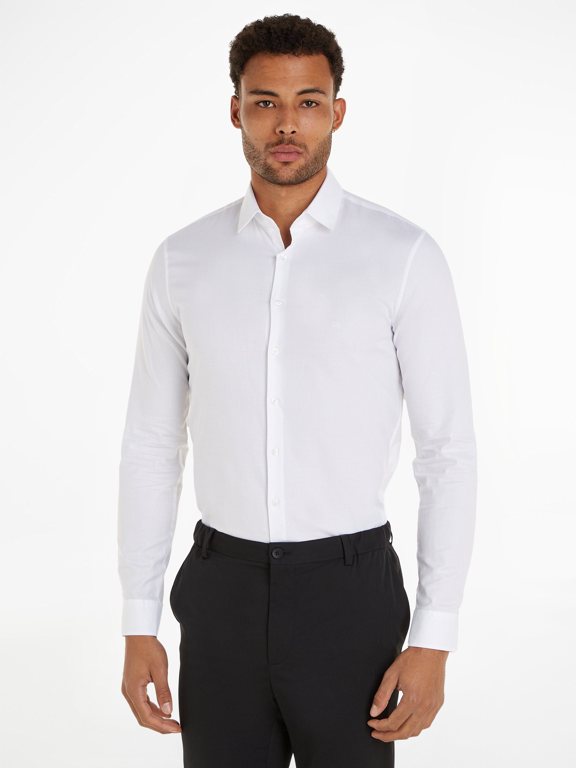Calvin Klein Langarmhemd TONAL STRUCTURE SLIM günstig online kaufen