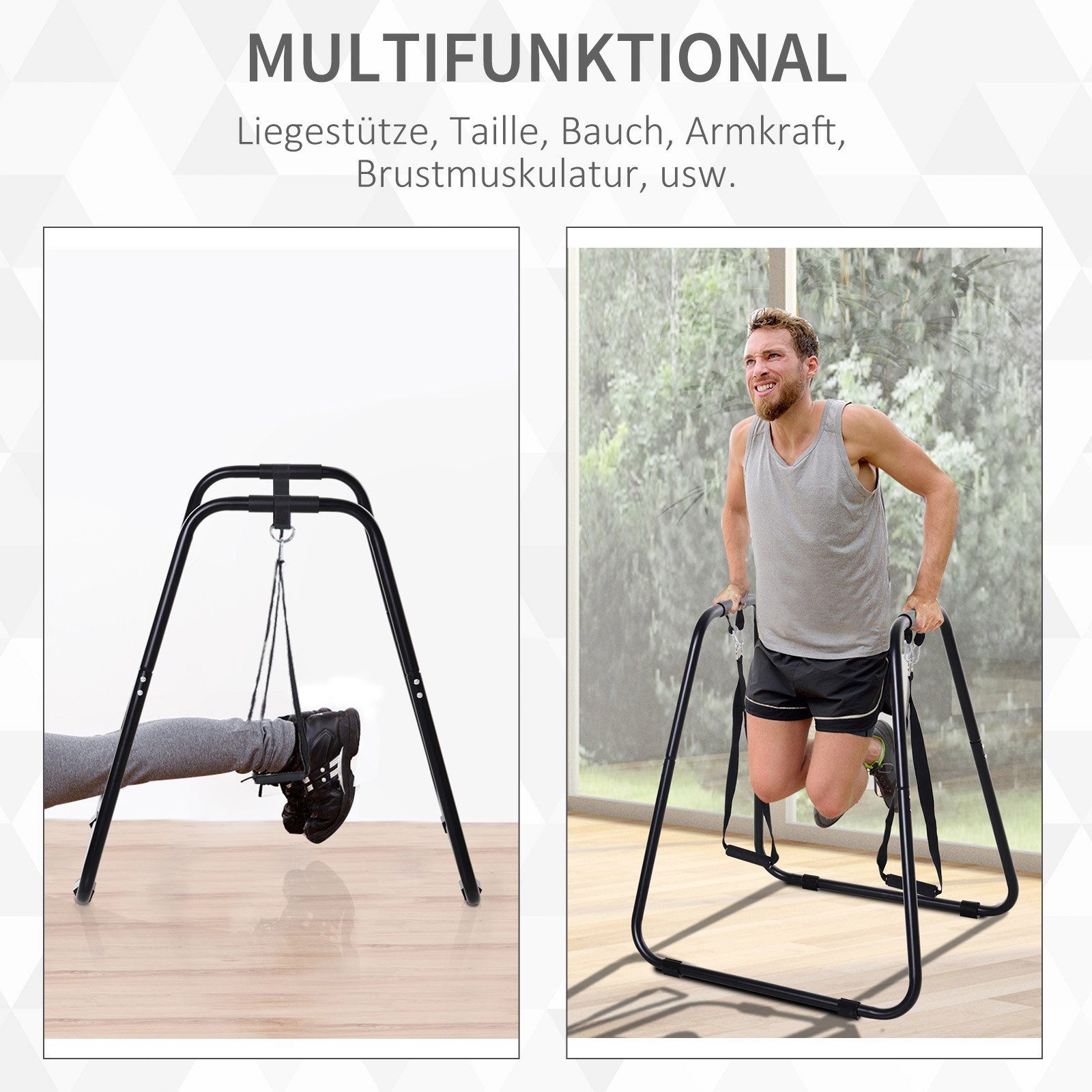 HOMCOM Kraftstation Dipstation mit Schlingentrainer