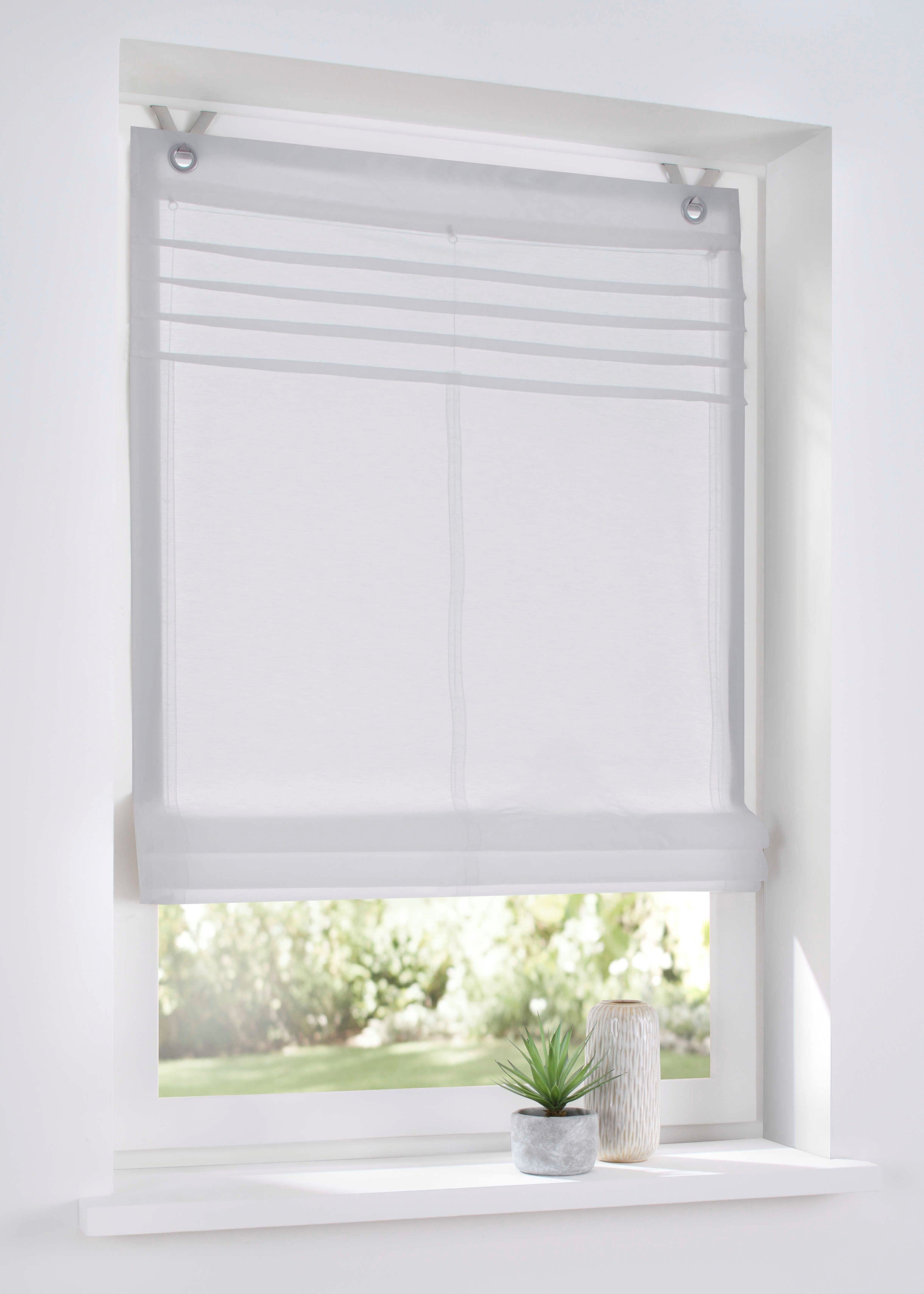 Kutti Raffrollo Kessy Biese, mit Hakenaufhängung, ohne Bohren, halbtranspar günstig online kaufen