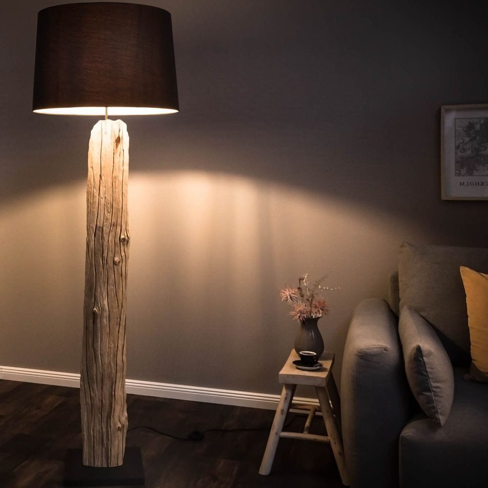 cagü Stehlampe Unikat XL Stehlampe SUMATRA Schwarz aus Treibholz handgefertigt 175cm, Ein-/Ausschalter, ohne Leuchtmittel, E27