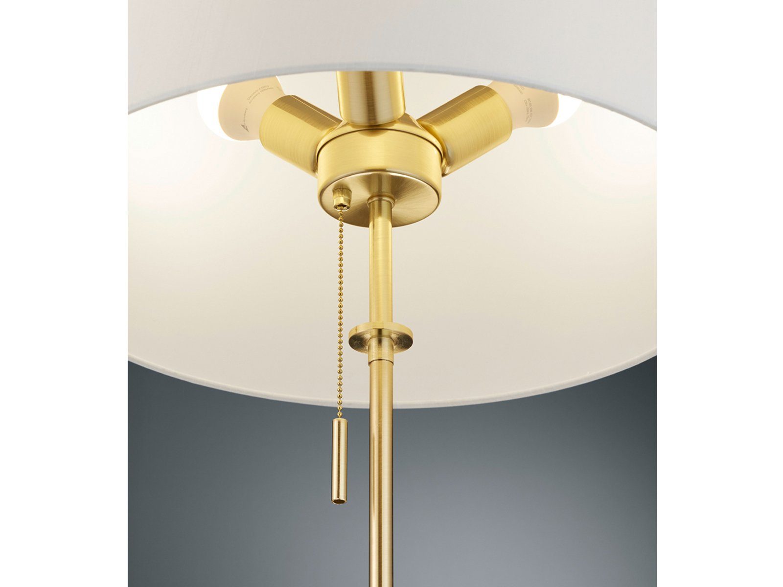H Lampenschirm meineWunschleuchte Stoff Designklassiker Warmweiß, Messing wechselbar, golden LED Stehlampe, höhenverstellbar 138-180cm LED