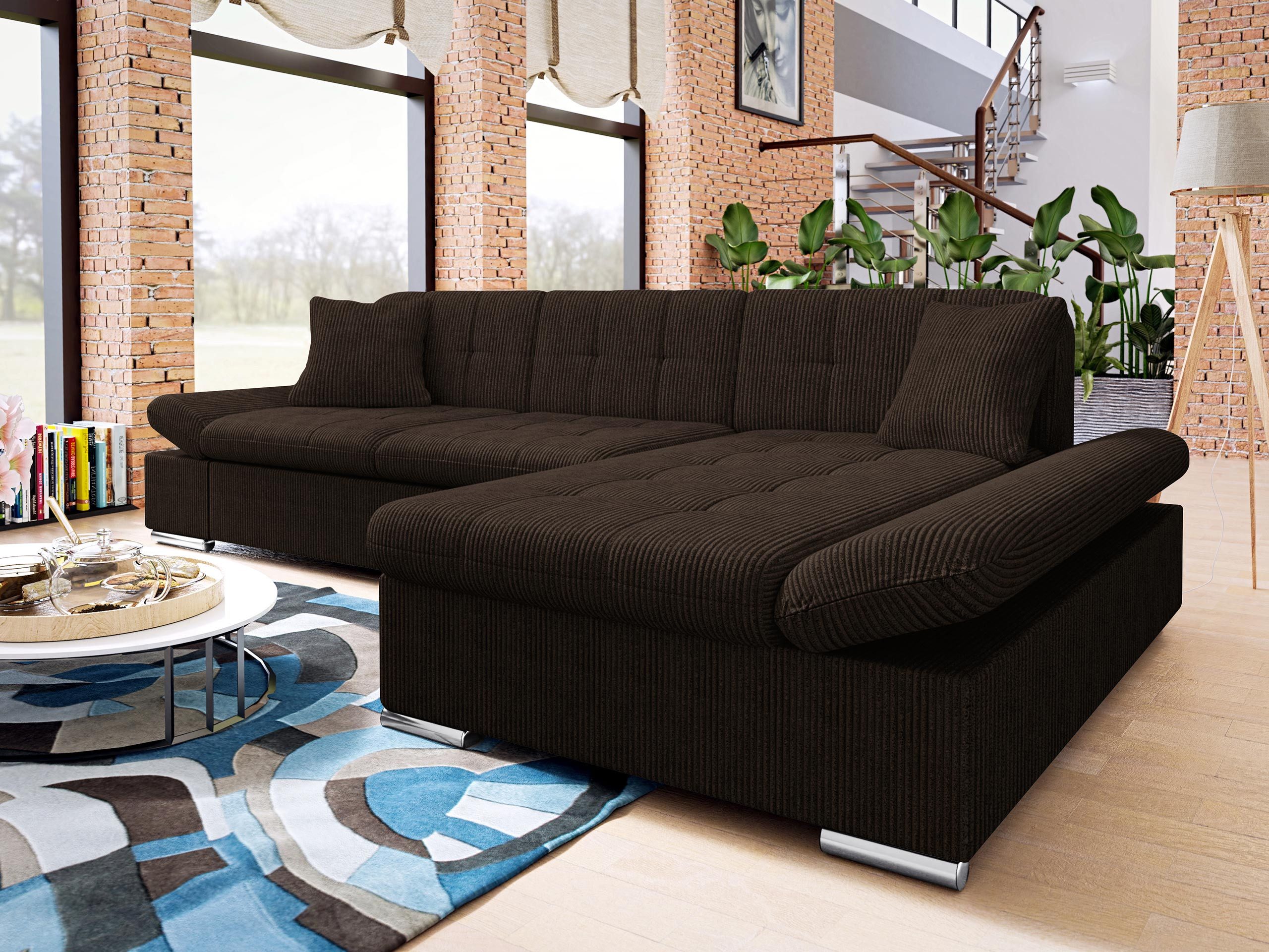 MIRJAN24 Ecksofa Montana Cord, mit Regulierbare Armlehnen, L-Form, 278x161x76 cm