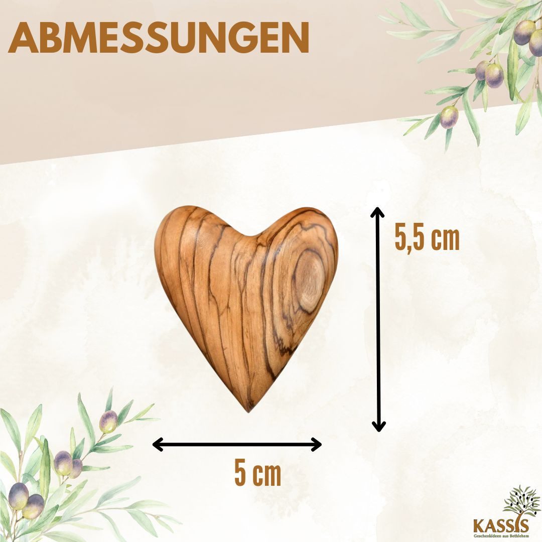 Kassis Geschenkartikel Dekoobjekt Herz Geschenk Olivenholz Handschmeichler Glücksbringer