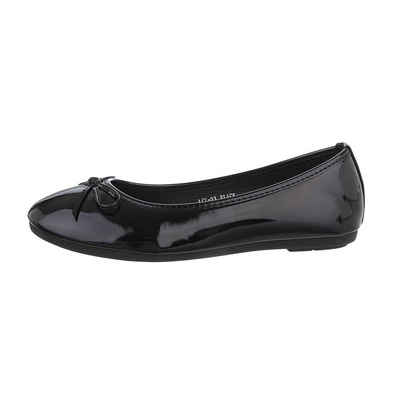 Ital-Design Damen Schlupfschuhe Freizeit Ballerina Blockabsatz Klassische Ballerinas in Schwarz