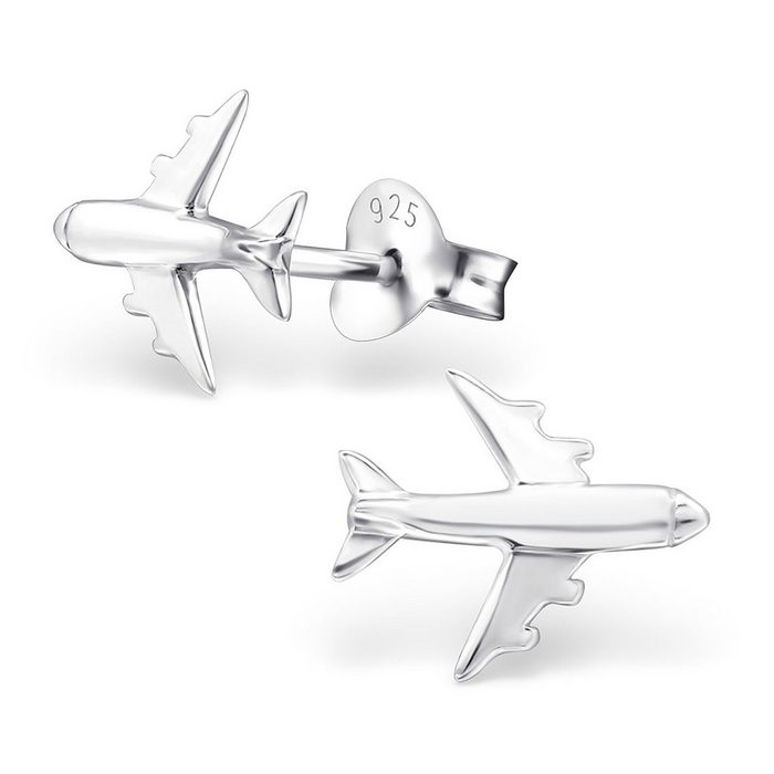 Monkimau Paar Ohrstecker Flugzeug Ohrringe aus 925 Silber (Packung)