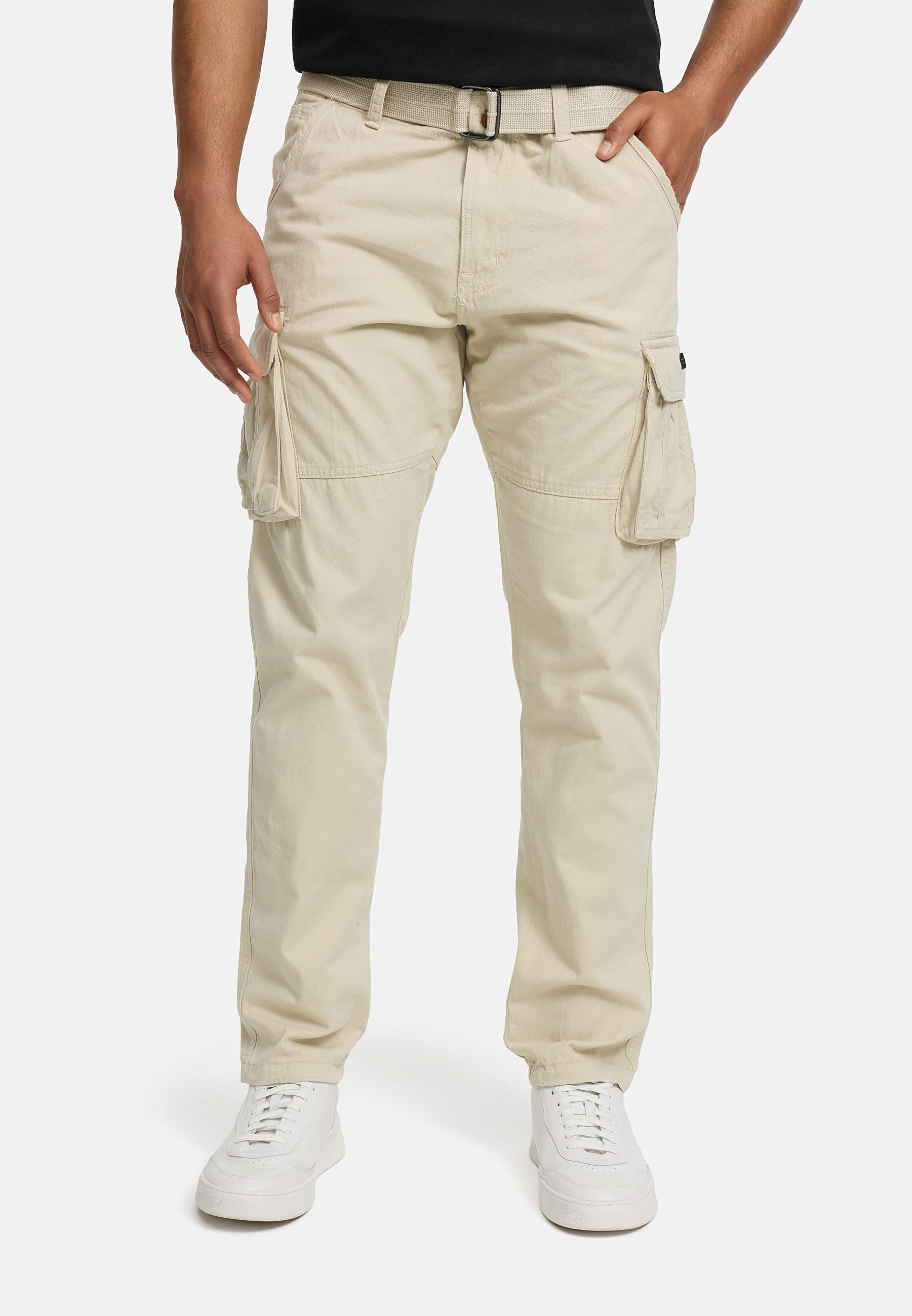 INDICODE Cargohose Herren INPascan Freizeithose mit Stretch mit 7 Taschen, inkl. Gürtel