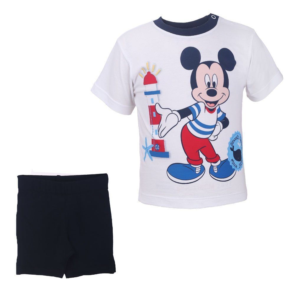 Disney Mickey Mouse T-Shirt & Shorts Disney Mickey Mouse Jungen Set T-Shirt Shorts weiß marine (Set, 2-tlg)