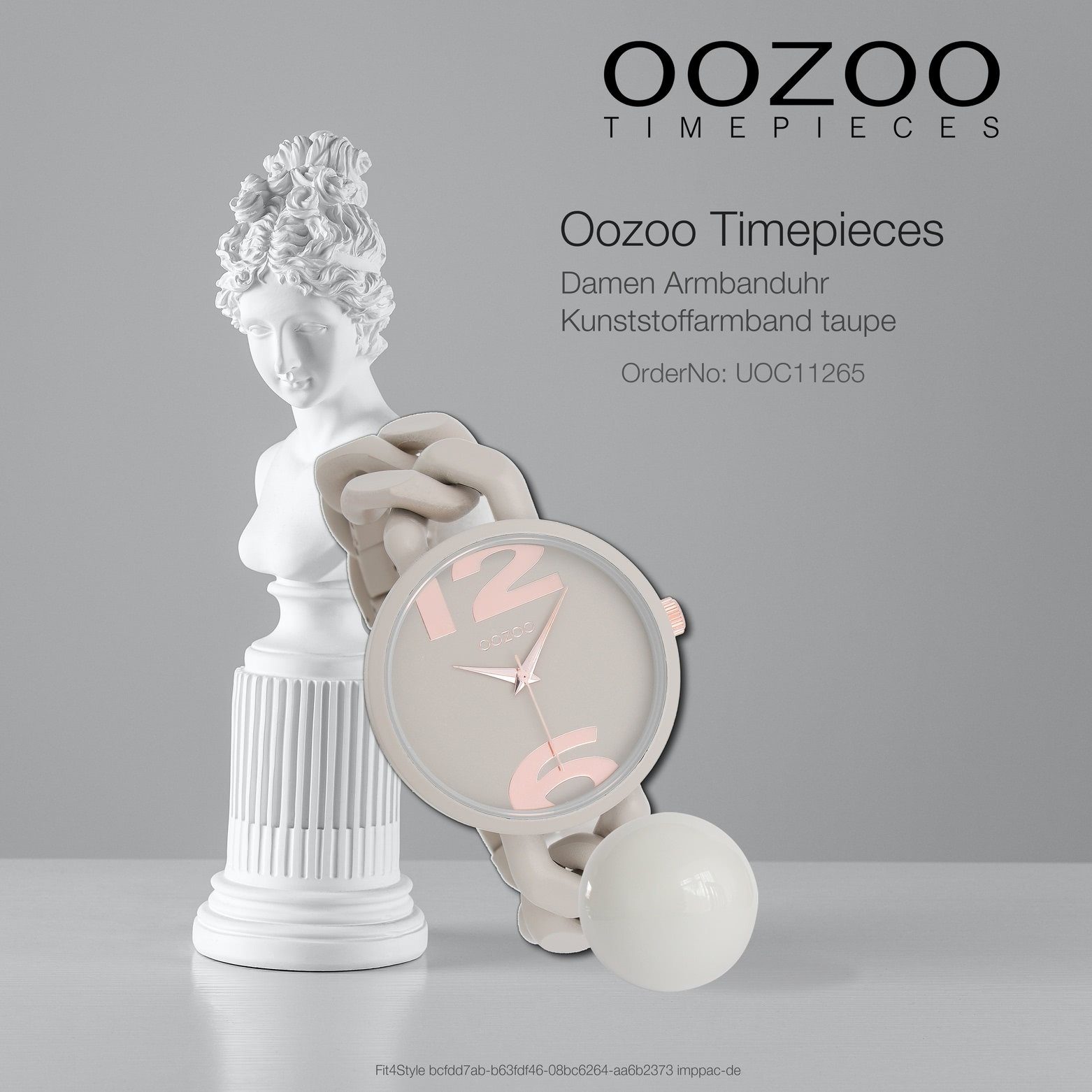 Timepieces Quarzuhr Damen OOZOO rund, 40mm) Damenuhr Analog, groß Armbanduhr Fashion-Style Oozoo (ca. Kunststoffarmband,