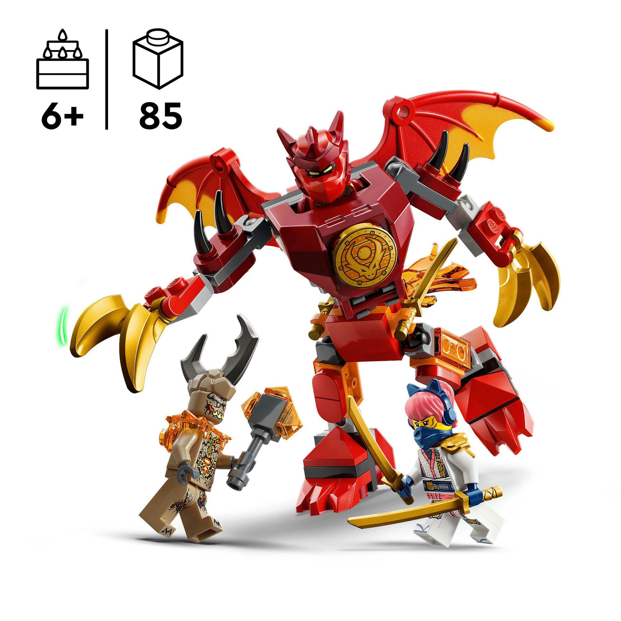 LEGO® Kais Drachen-Mech Battle Set (71851), LEGO Ninjago Konstruktionsspielsteine, (85 St) – Bild 3 von 5