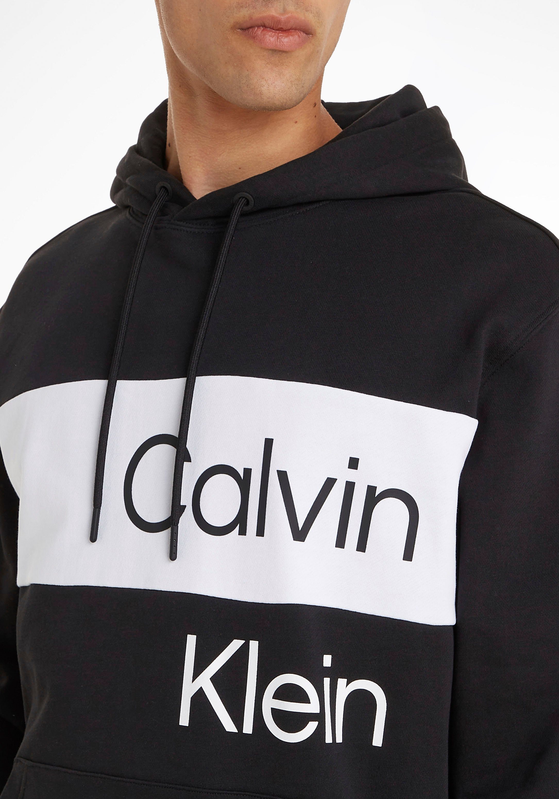Kapuzensweatshirt HOODIE Calvin Ck Jeans BLOCKING INSTITUTIONAL Black Klein