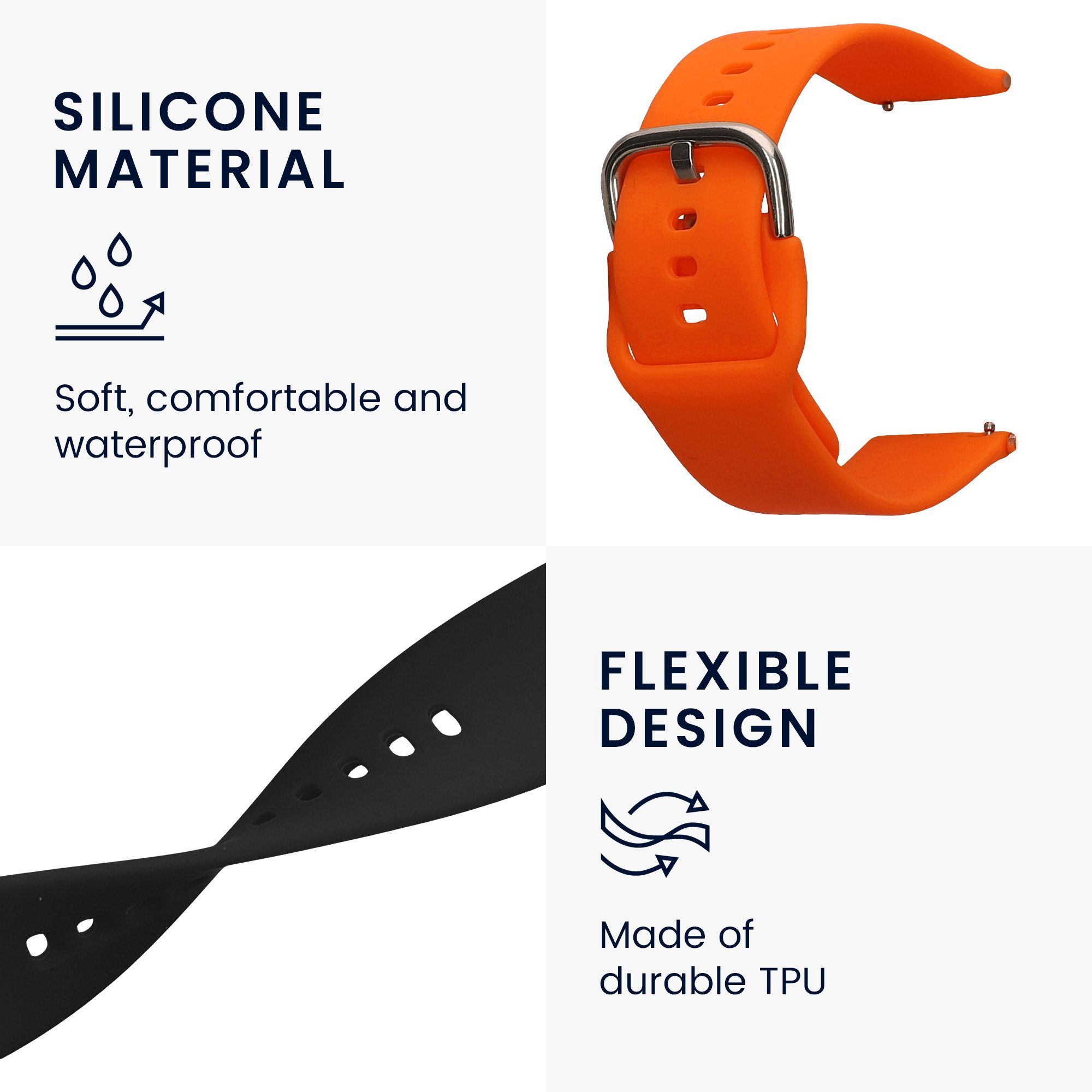 kwmobile 2x Band für Xplora X6 Play Smartwatch, 2-tlg., Silikon Fitnesstracker Ersatz Sportarmband - Größe S