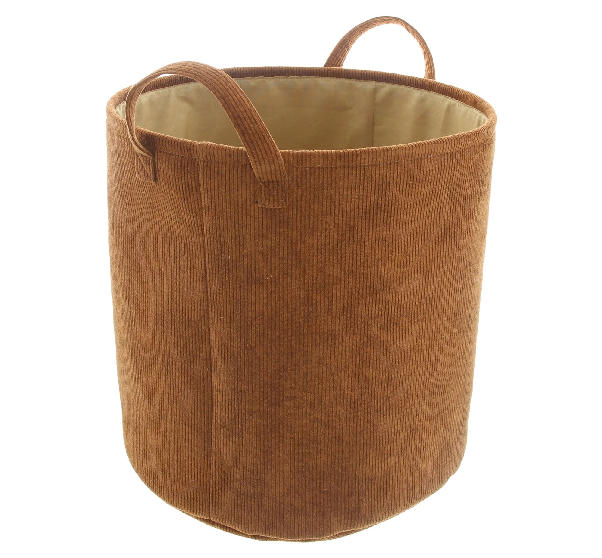 Dekoleidenschaft Aufbewahrungskorb "Cordsamt" in safran, Ø 40x40 cm, Stoffkorb, Universalkorb, Wäschekorb, Tragekorb, Spielzeugkorb, Schmutzwäschebehälter