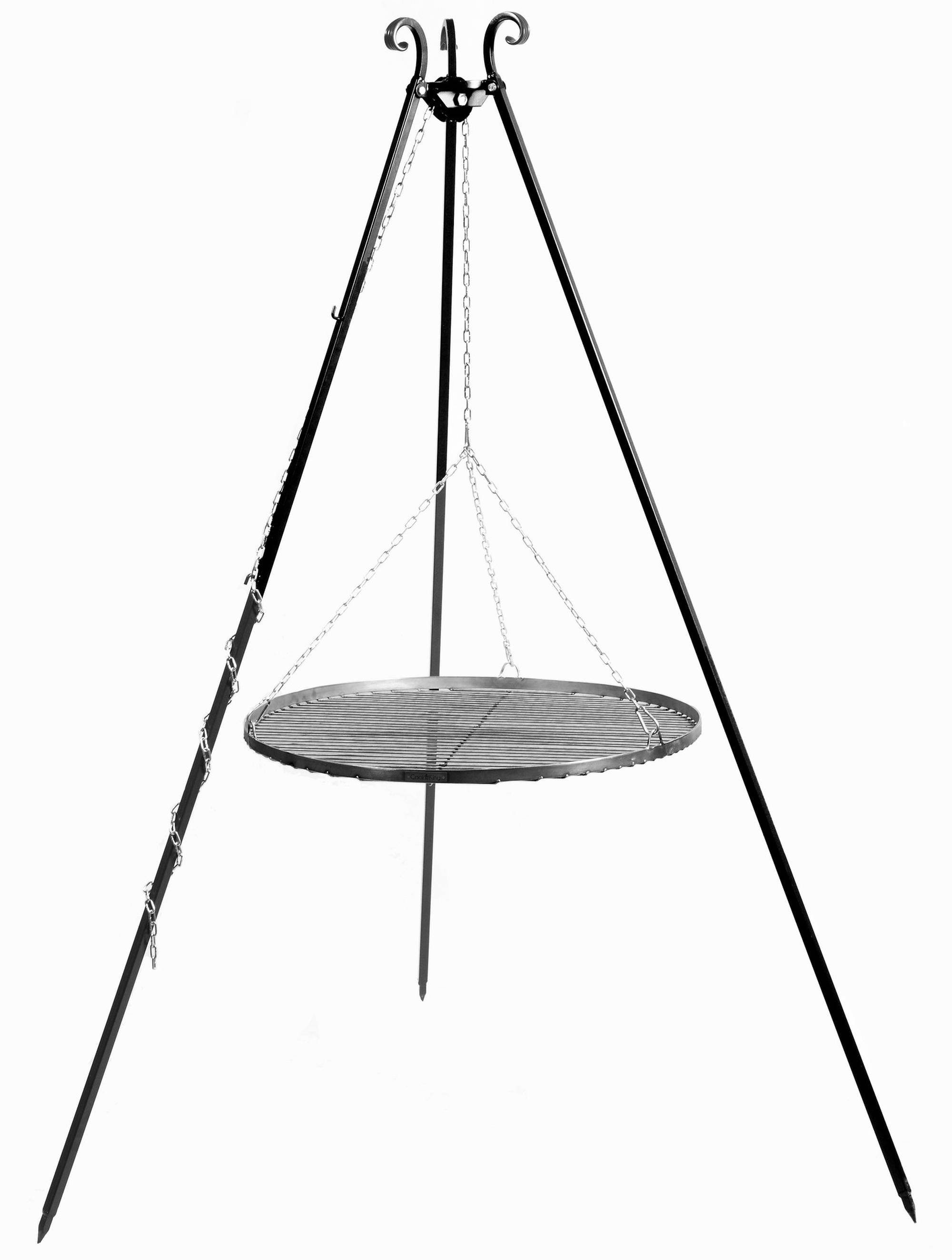 GMD Living Holzkohlegrill LODSCH, Schwenkgrill, Dreibeingestell & Grillrost, höhenverstellbarer Rost, faltbares Dreibein