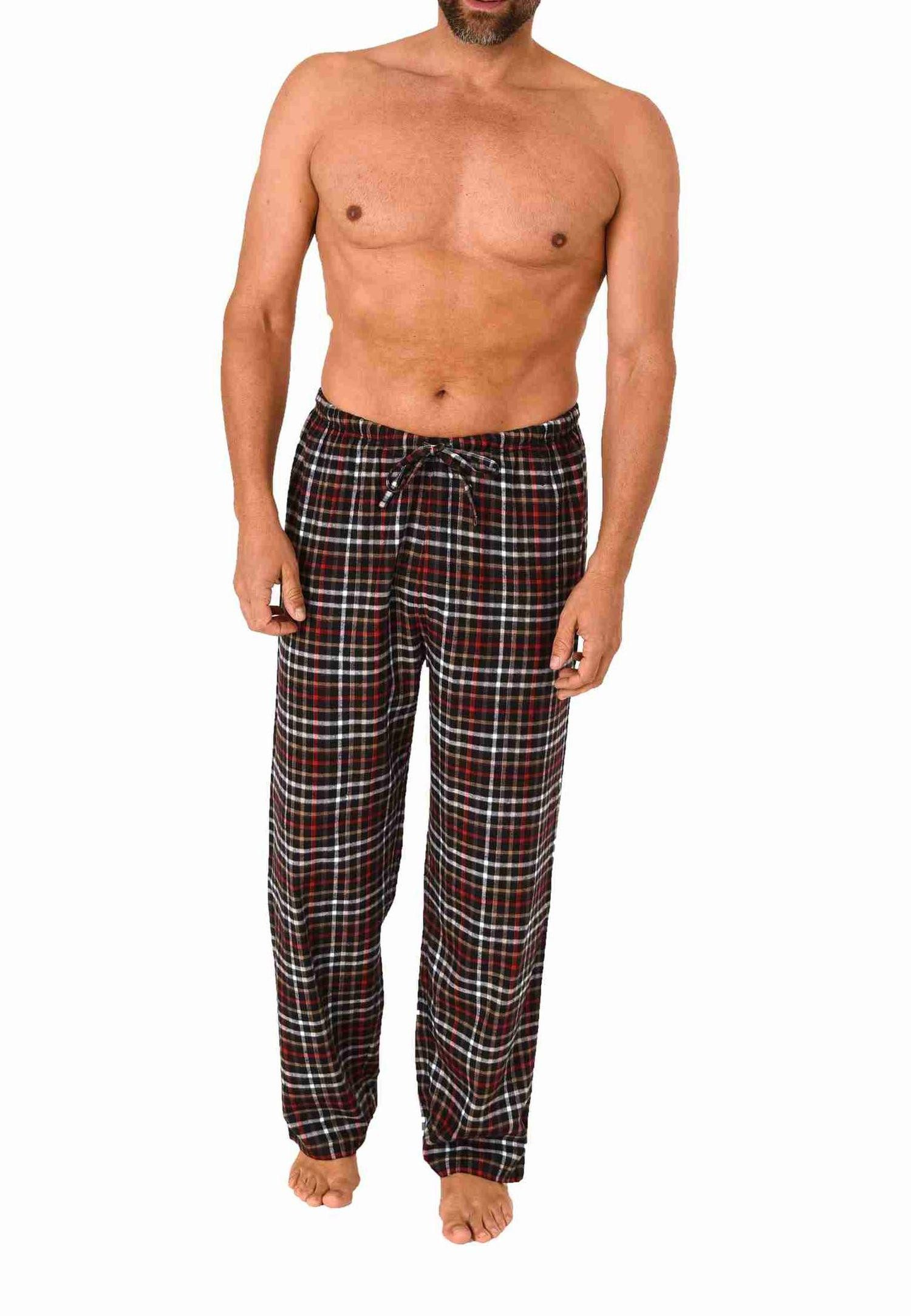 Pyjama Herren Flanell Schlafanzug Hose lang kariert aus Baumwolle