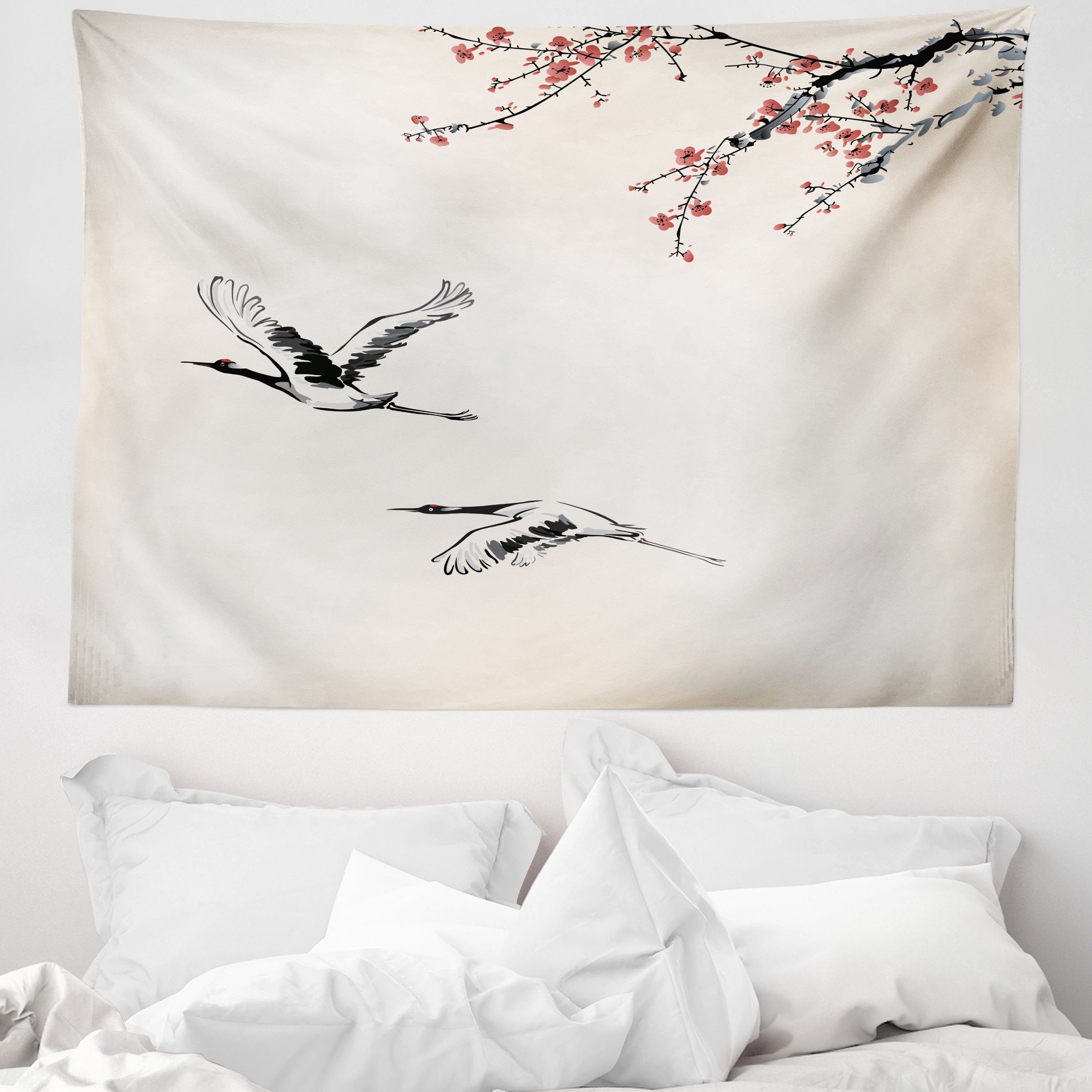 Wandteppich aus Weiches Mikrofaser Stoff Für das Wohn und Schlafzimmer, Abakuhaus, rechteckig, japanisch Kirschbaum im Frühling