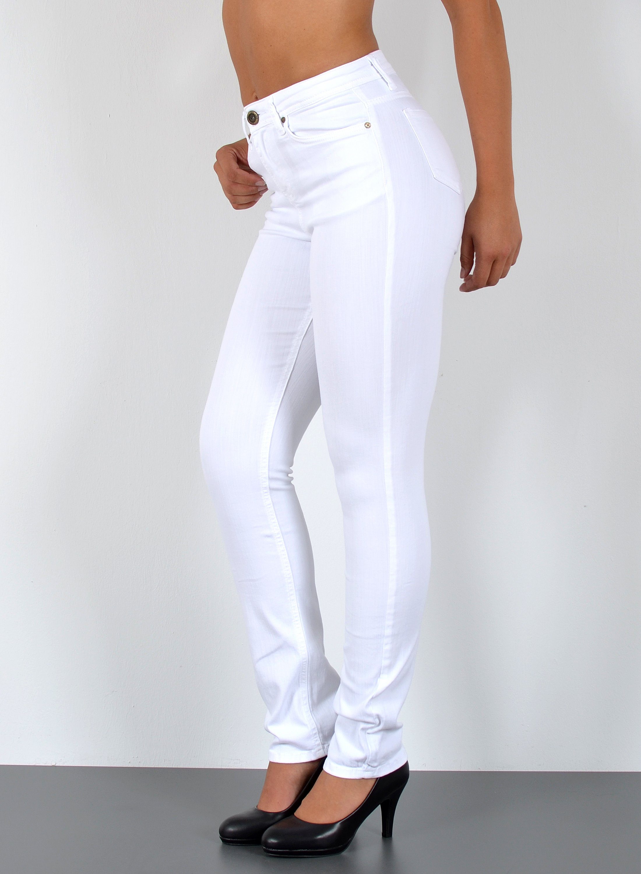 ESRA Straight-Jeans Stretch Jeans Straight Fit Damen Regular Hose High Wais günstig online kaufen
