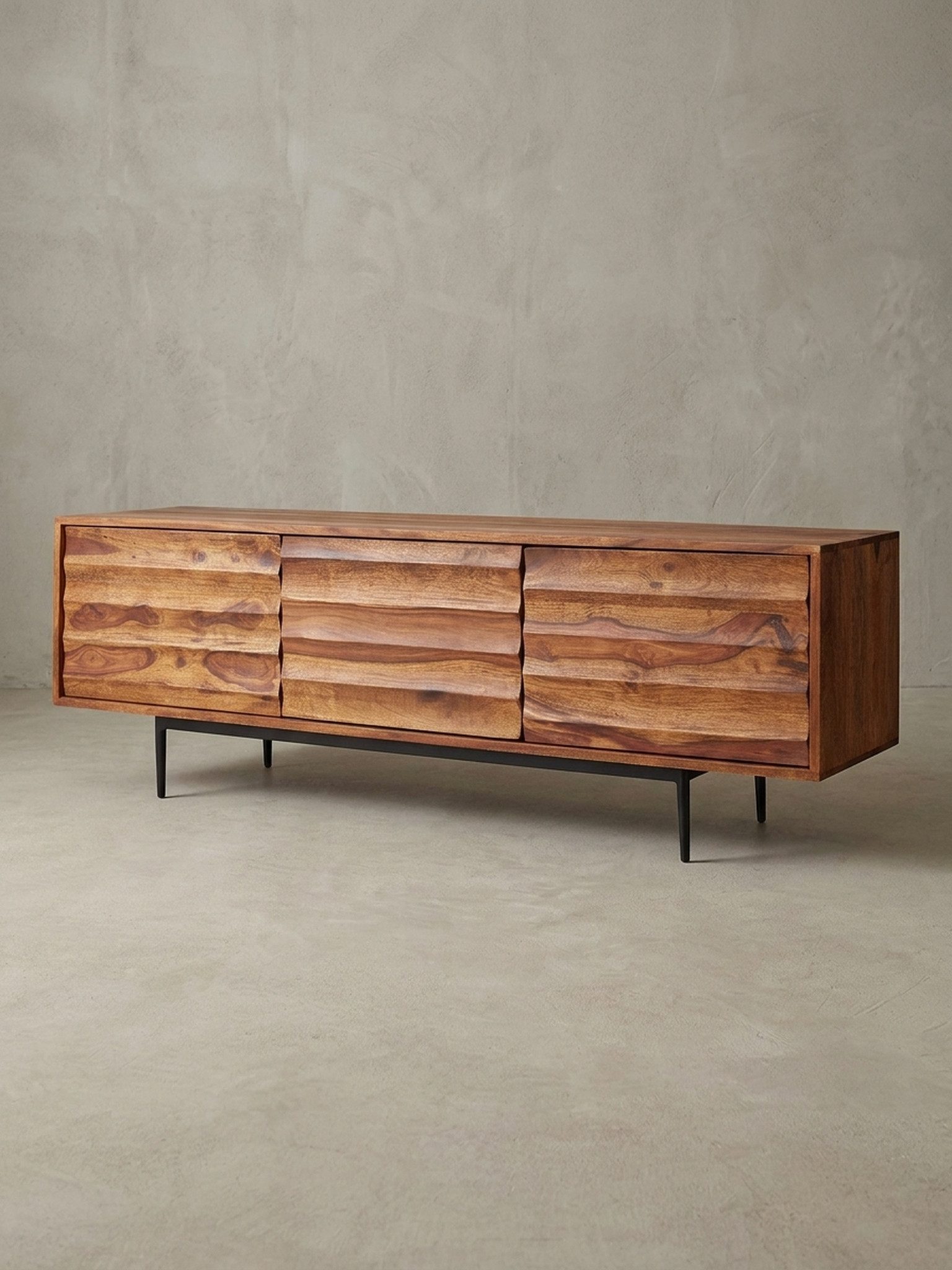 KADIMA DESIGN Lowboard HiFi Lowboard Massivholz Landhaus TV Kommode Fernsehschrank Modern (Ablagefach, Fernsehkommode TV Möbel), 147x50x38cm, Fernsehschrank Unterschrank mit 3 Türen, Fernsehtisch