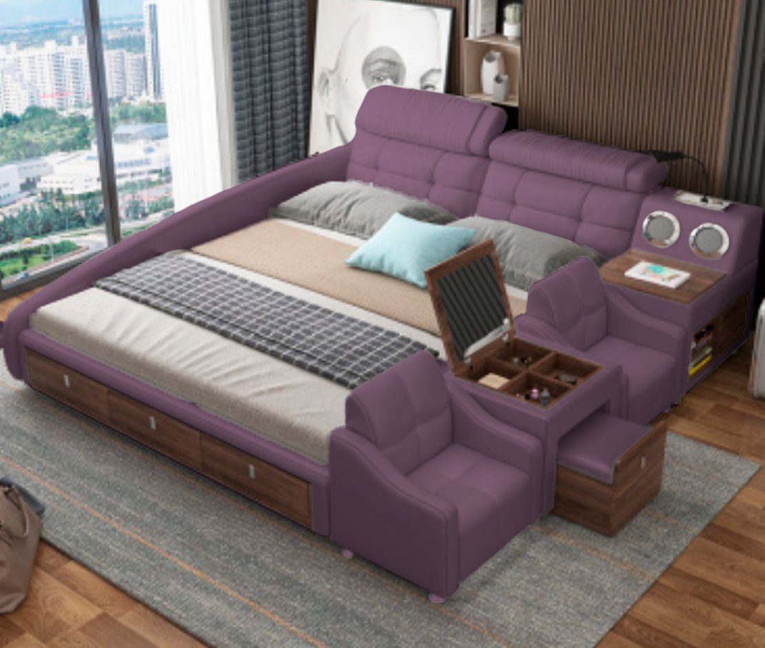 Betten Europa Luxus Sofort, Made Multifunktions JVmoebel Design Bett Doppel in Ablage Regal Funktionsbett