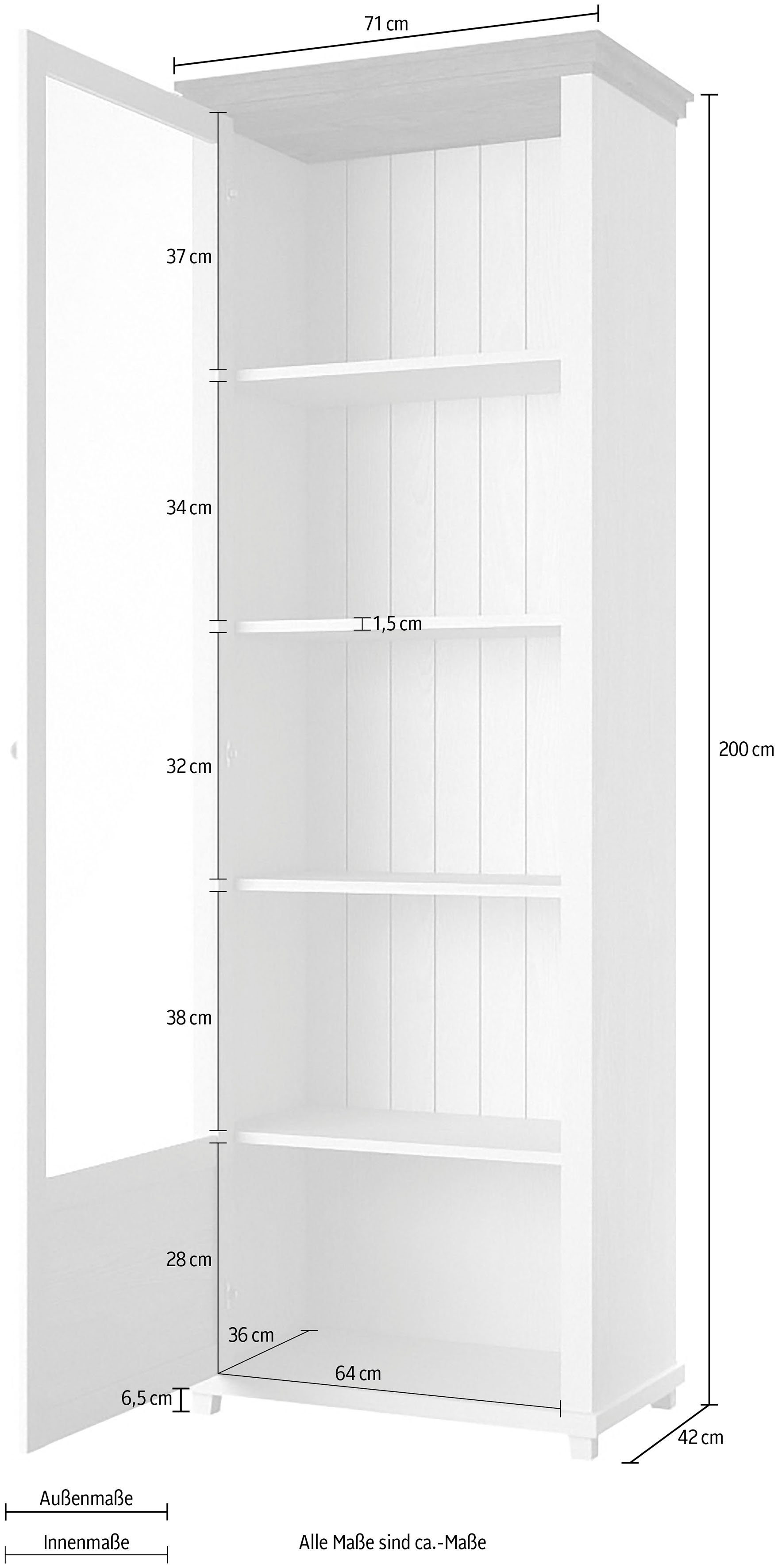 Ribbek Standvitrine Helvetia weiß/eichefarben Evora