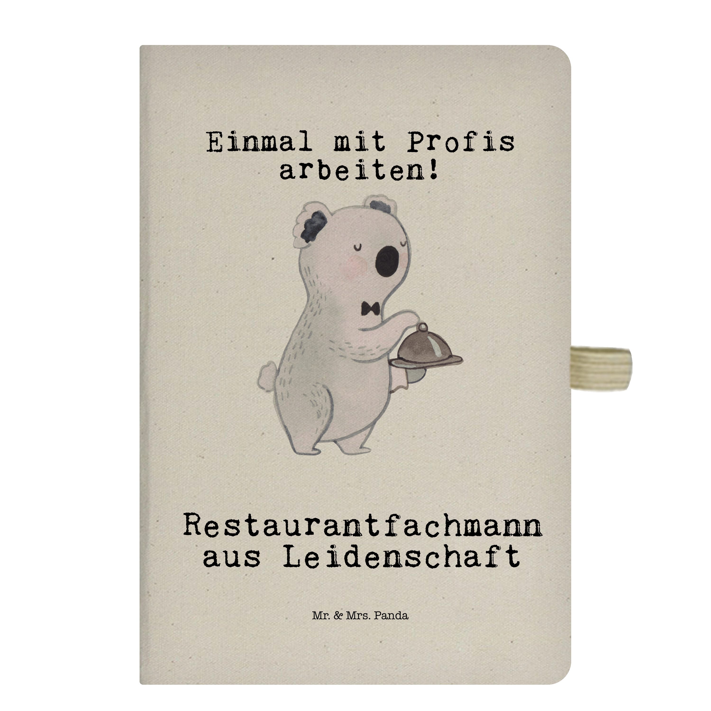Mr. & Mrs. Panda Notizbuch Restaurantfachmann aus Leidenschaft - Transparent - Geschenk, Schreib Mr. & Mrs. Panda