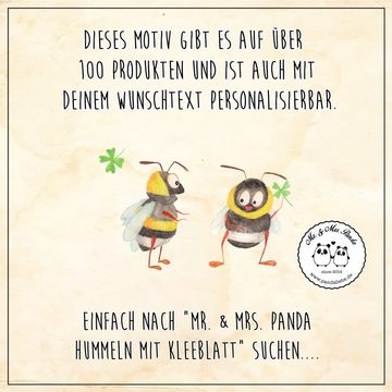 Mr. & Mrs. Panda Tablett Hummeln Kleeblatt - Gelb Pastell - Geschenk, lustige Sprüche, Spruch, Echtholz lasiert, (1-tlg), Strahlender Aufdruck