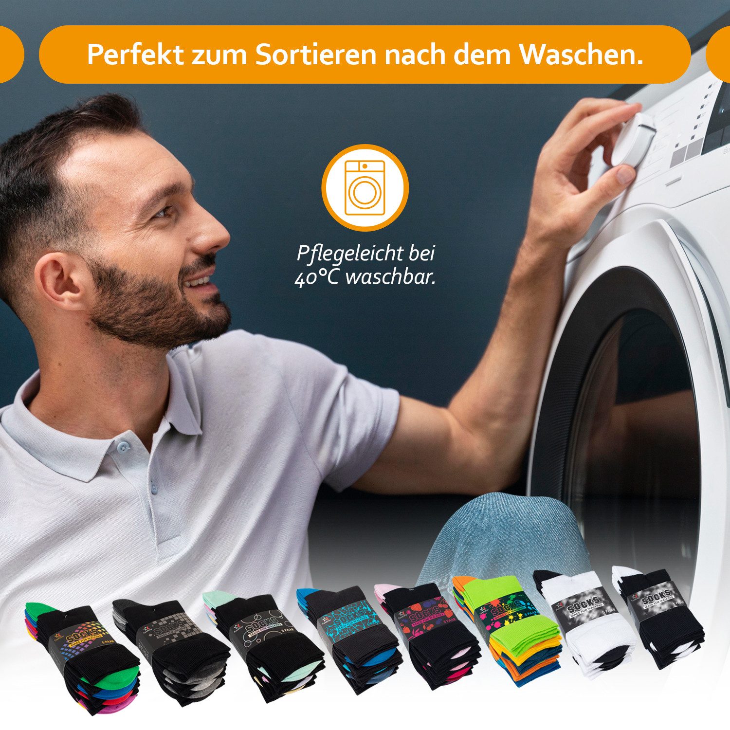 Footstar Basicsocken Damen & Herren Baumwollsocken abgesetzte Ferse/Spitze (10 Paar)