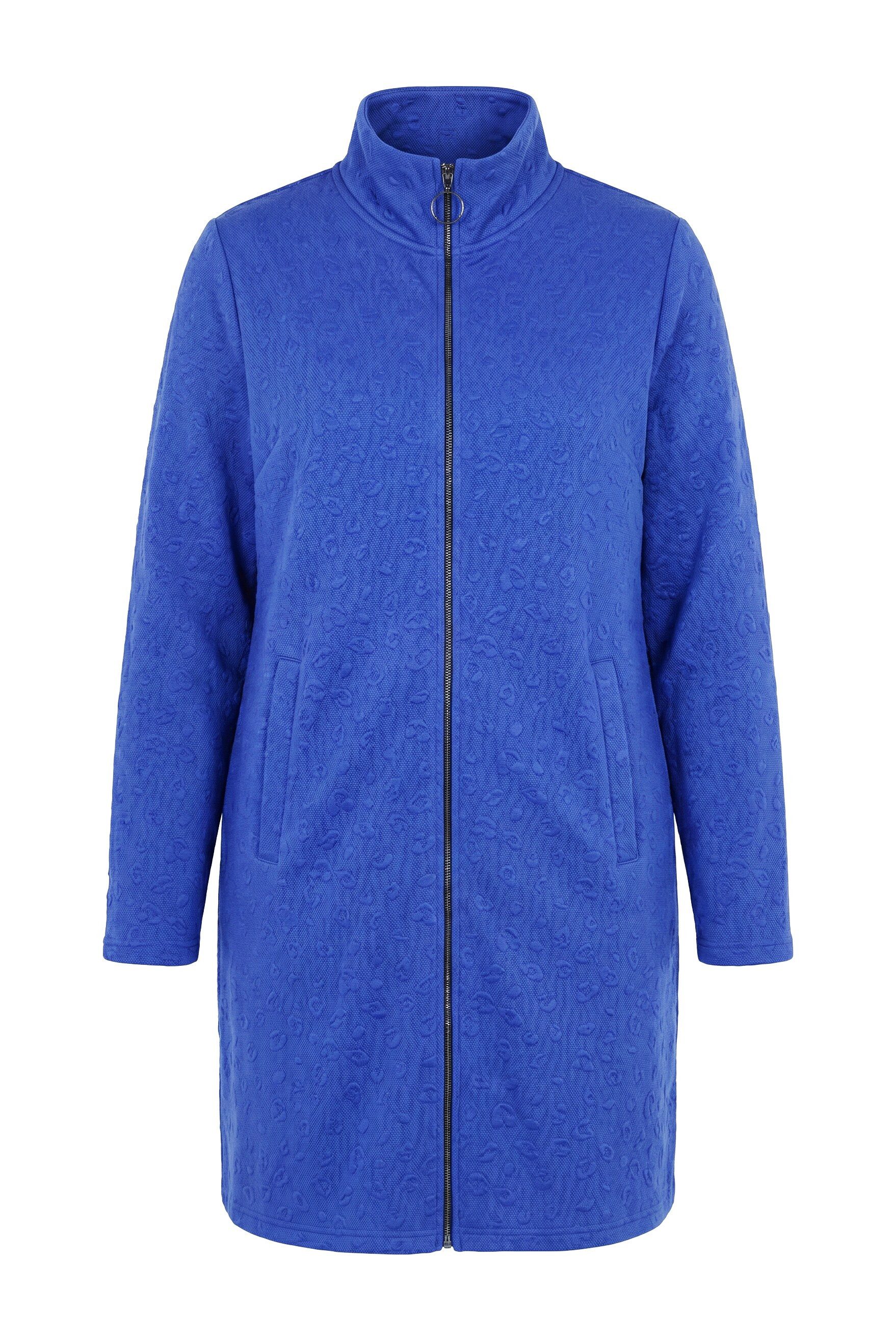 Ulla Popken Sweatjacke Long-Sweatjacke Leomuster Stehkragen Langarm – Bild 2 von 4