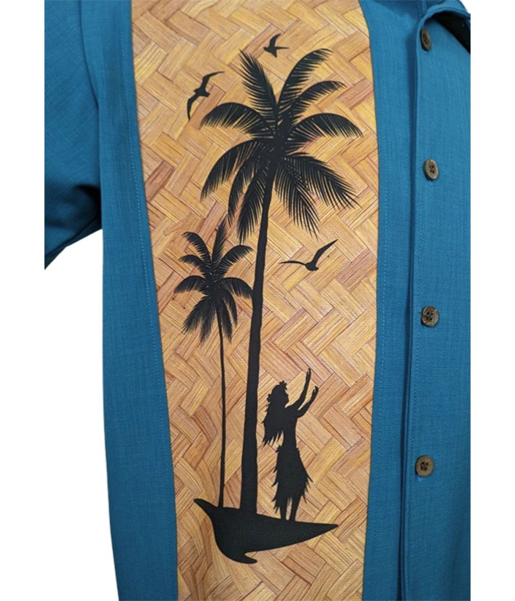Steady Clothing Kurzarmhemd Hula Palm Pacific Bowling Shirt Vintage Retro Rockabilly