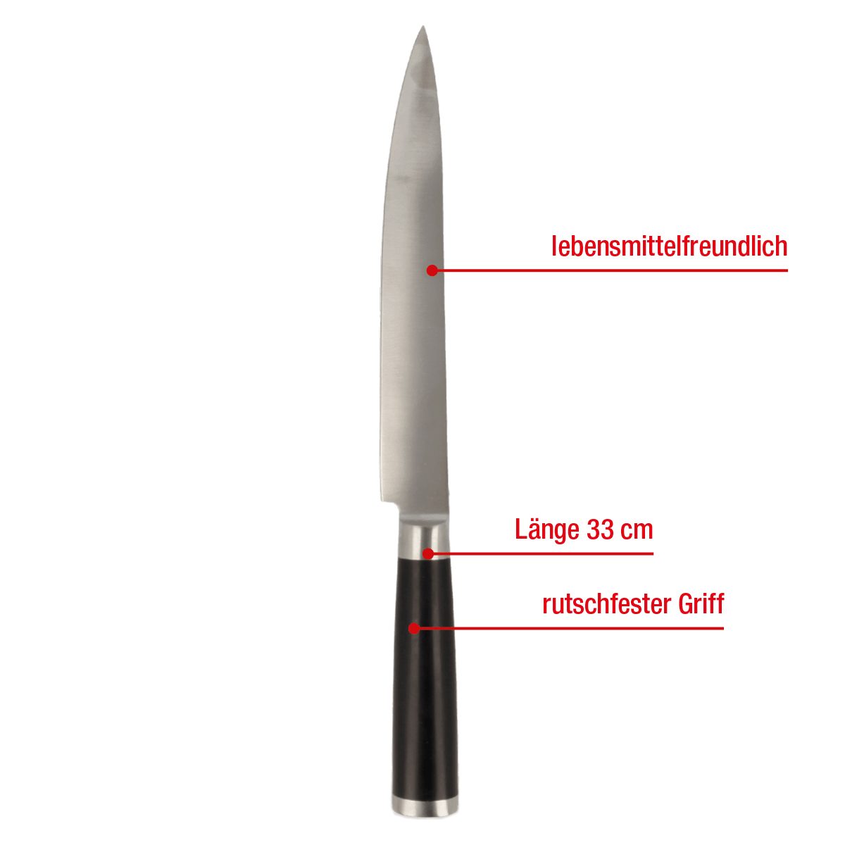 EUROHOME Universalmesser Edelstahl Schneidemesser scharf mit rutschfestem Kunststoffgriff, (1 St., Messer 33 cm lang), Universalmesser Küche - Gemüsemesser scharf