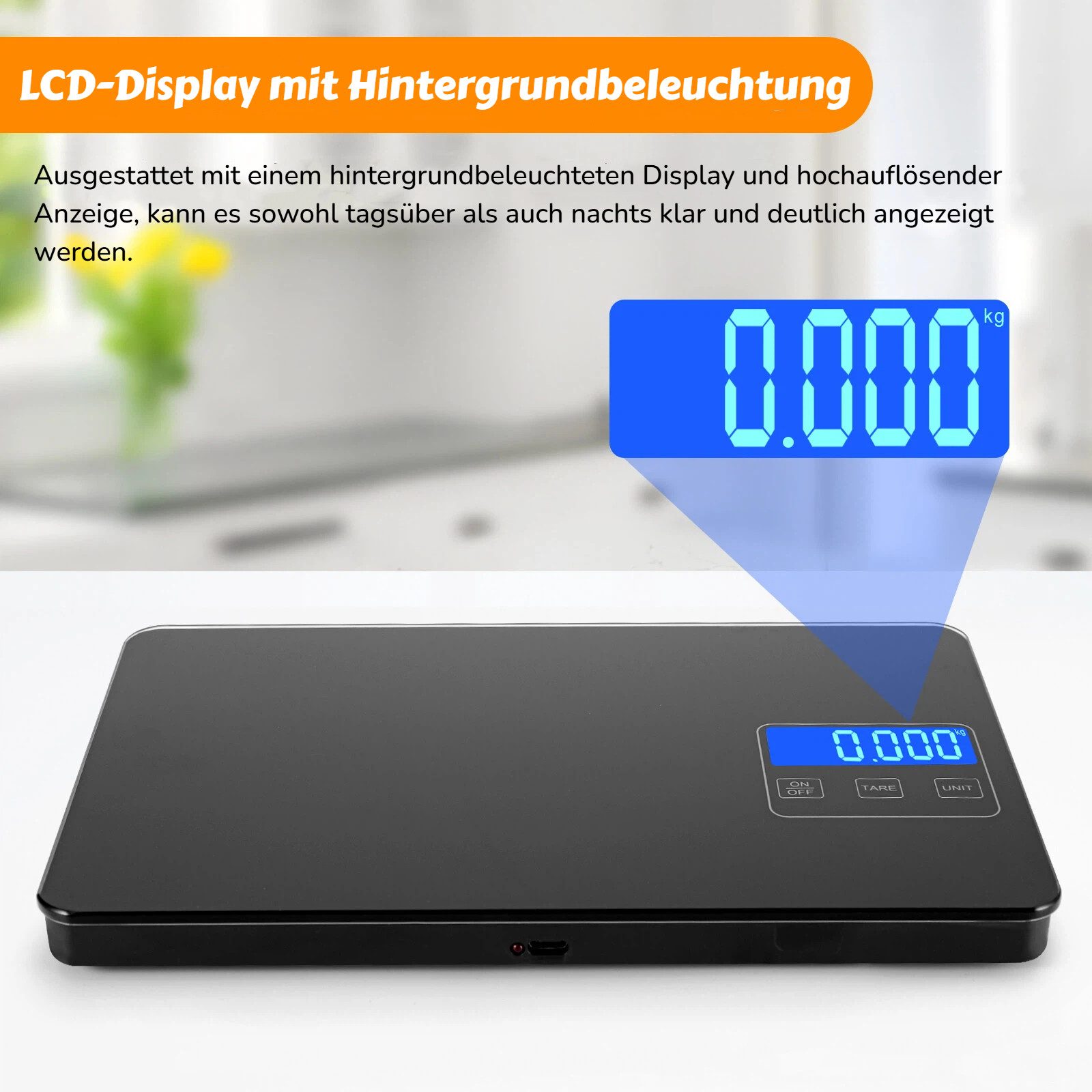 BlingBin Küchenwaage Lebensmittel Küchenwaage Digital Elektronische Professionelle Waage, (Haushaltswaage mit 5 Umschaltbaren Einheiten, Hohe Präzision auf bis zu 1g, 1-tlg., 24*16*2.1cm), 15KG Essenswaage aus Gehärtetem Glas für Küche