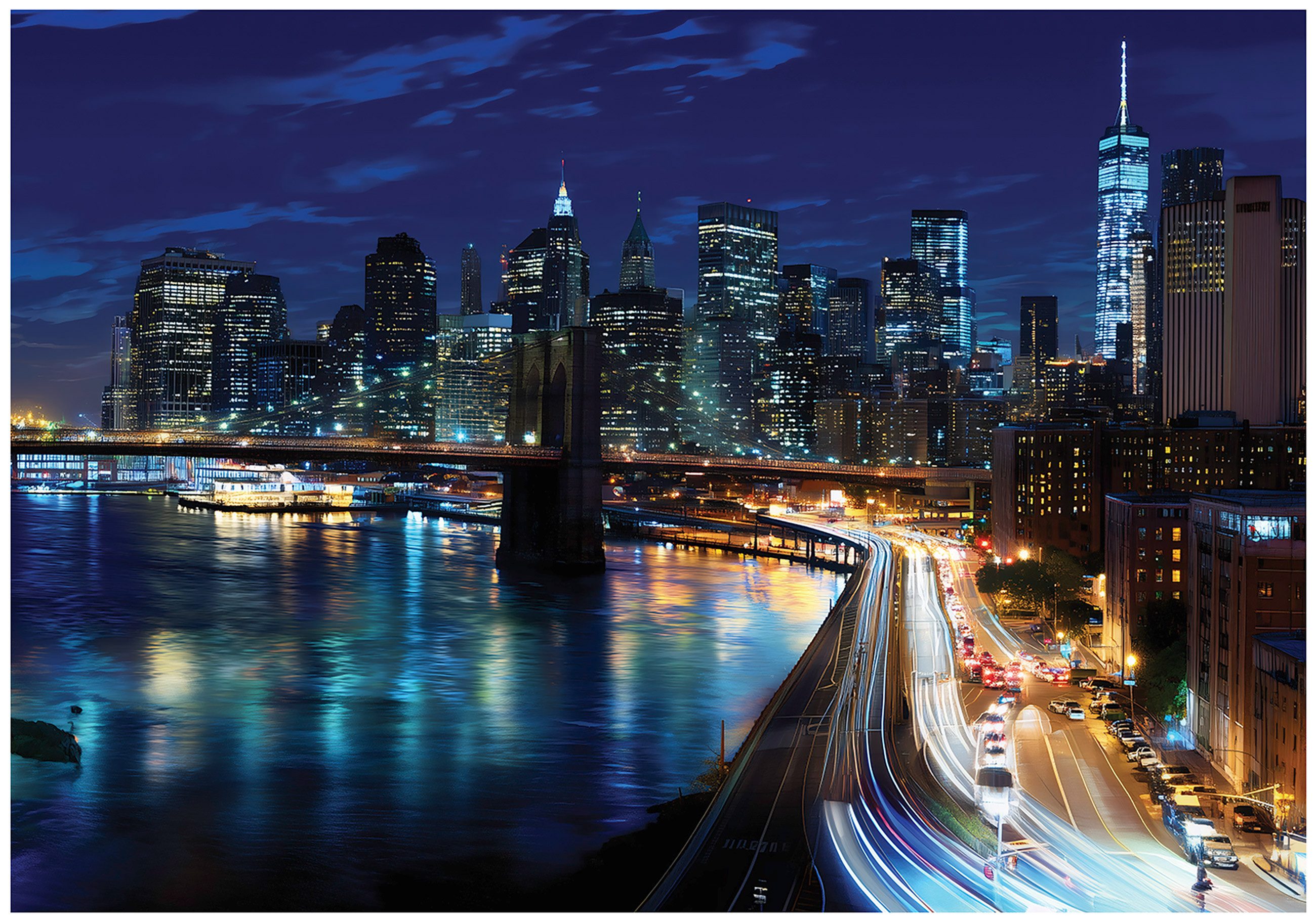 Wallarena Fototapete Stadt Nacht Brücke Vlies Tapete Wohnzimmer Schlafzimmer Wandtapete, Glatt Vlies Washable, Stadt, Nacht, Brücke, Lichter, (Packung, 2 St., Vlies Fototapete), Vliestapete Blau Wohnzimmer Schlafzimmer Küche Tapete + Kleister