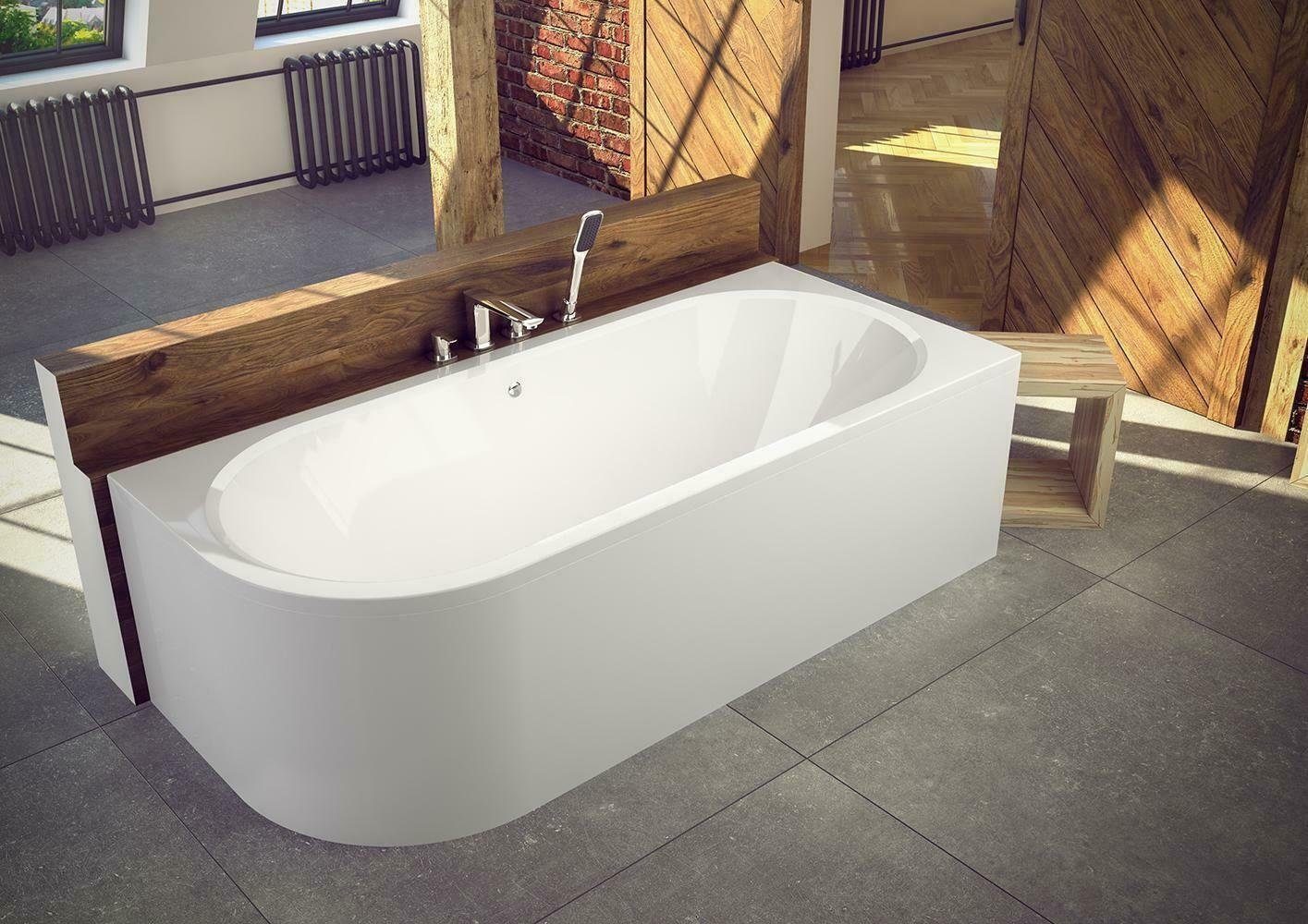 JVmoebel Badewanne Eckwanne in Weiß mit abgerundeten Formen Sofort, Made in Europa