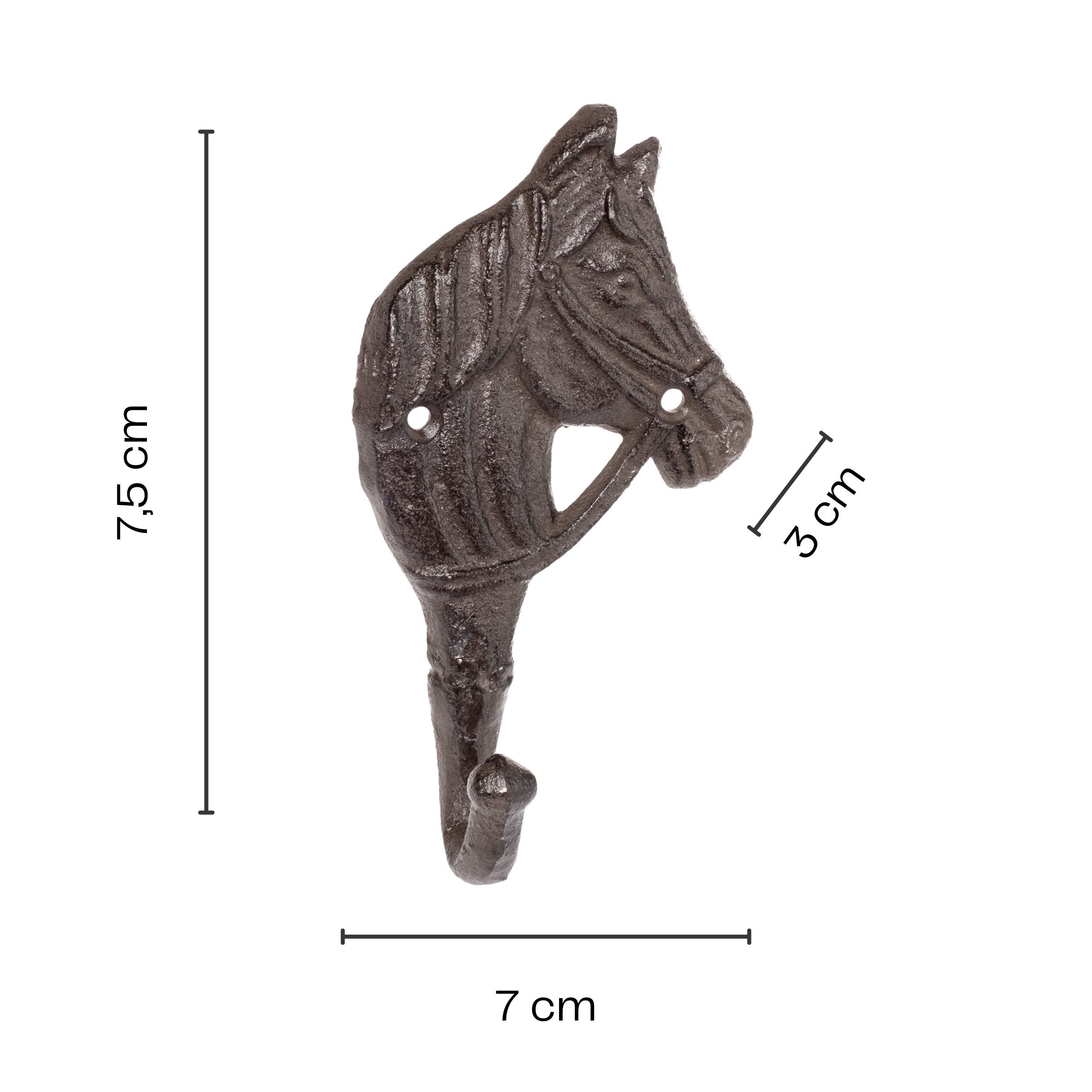 Annastore Wandhaken Haken aus Gusseisen Pferd und Hufeisen Kleiderhaken Wandhaken, Für Reiter und Pferdeliebhaber