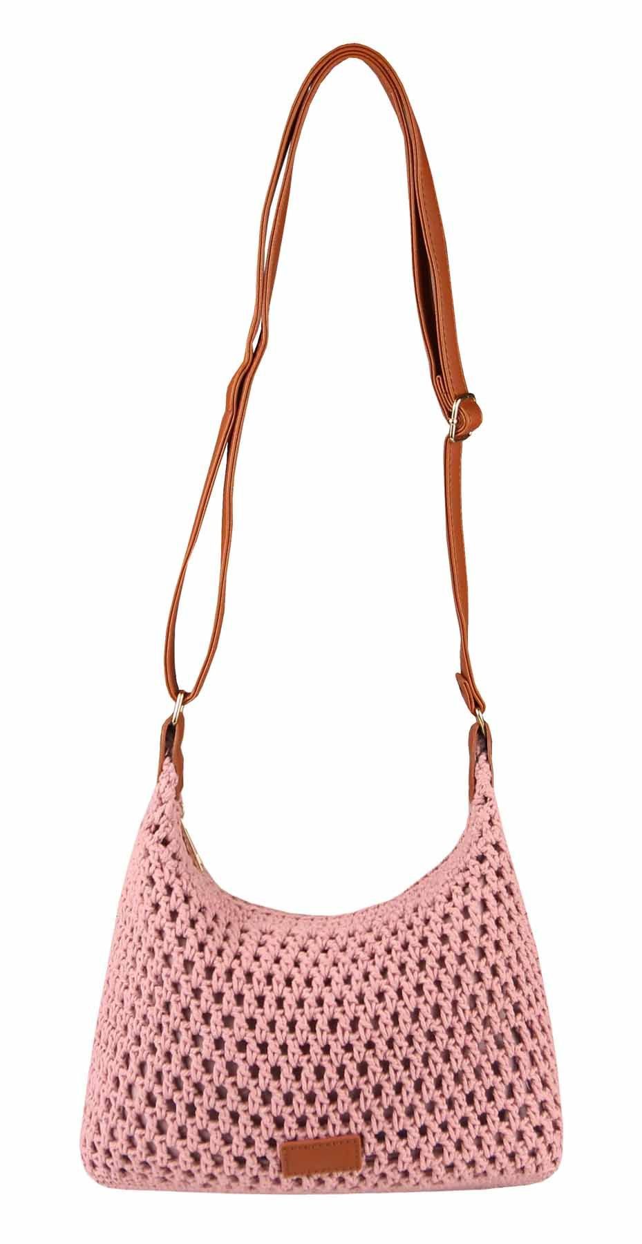 Schultertasche DAMEN TASCHE Häkeltasche Crossbody Shopper Boho Geflecht Freizeit