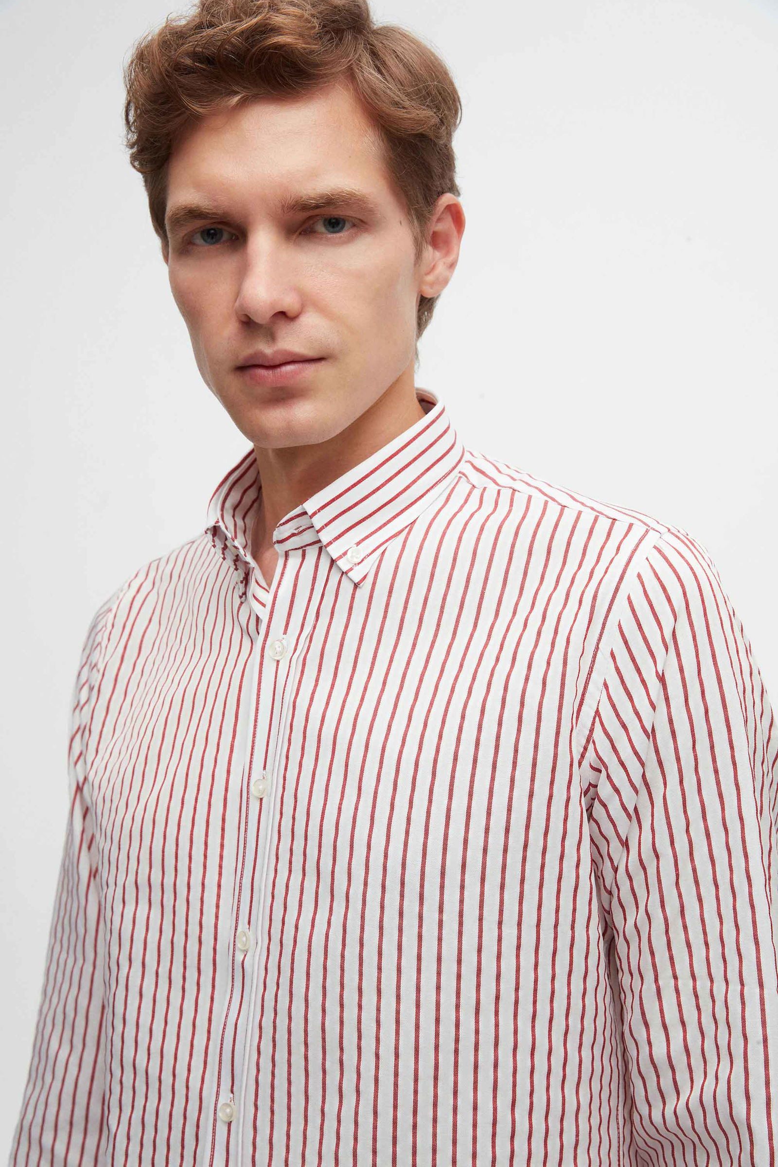 D'S DAMAT Langarmhemd Ds Damat Slim Fit Gestreiftes Hemd