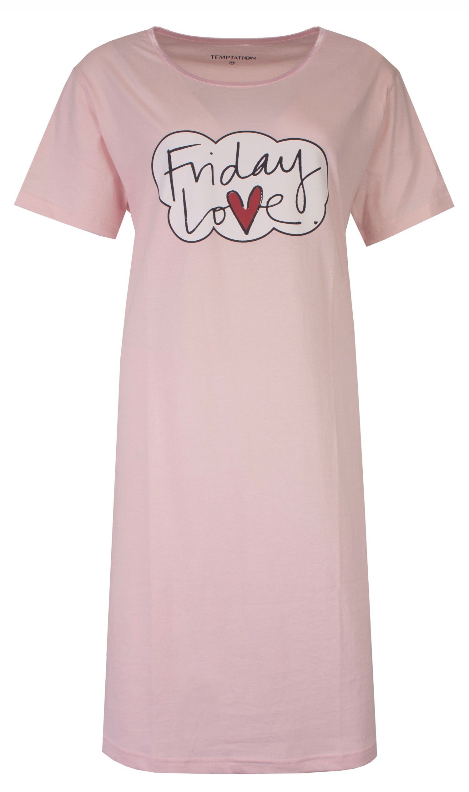 TEMPTATION Nachthemd Modisches Damen Schlafshirt mit kurzem Arm (1-tlg) Baumwolle